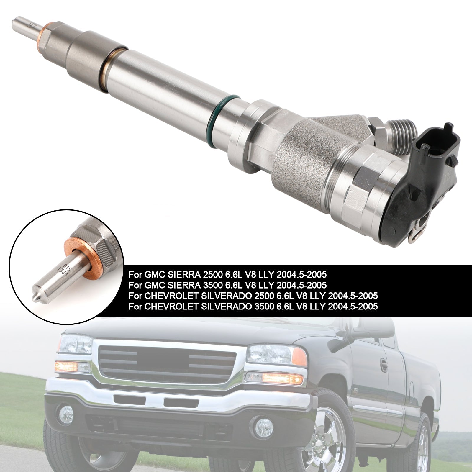 PALASER 2004.5-2005 GMC Sierra 2500/3500 6.6L V8 Lly 1PCS Fuel Injector 0986435504 - Image 7