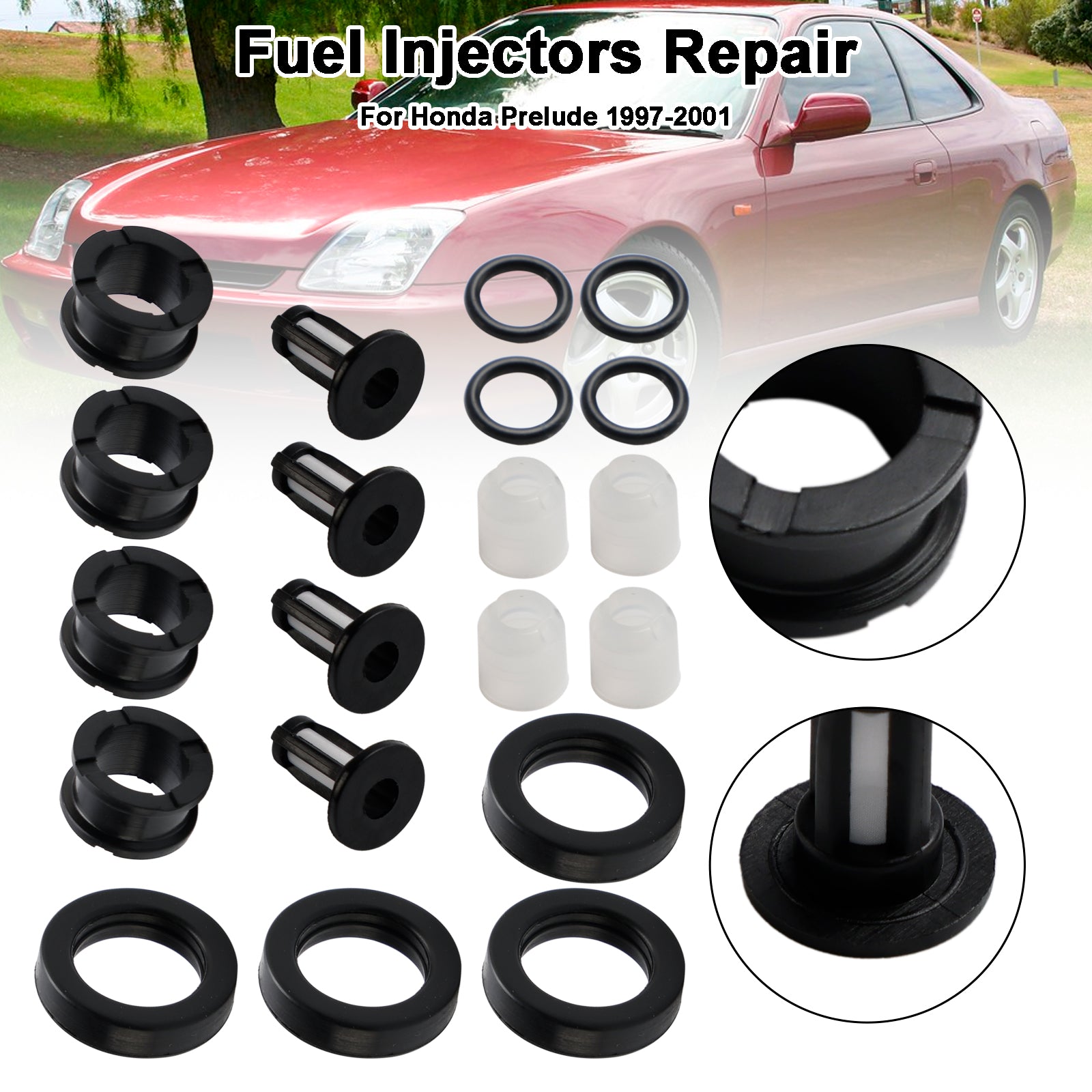 PALASER 1997-2001 Honda Prelude 2.2 Fuel Injector Repair Service Kit H22A4 FJ582 - Image 4