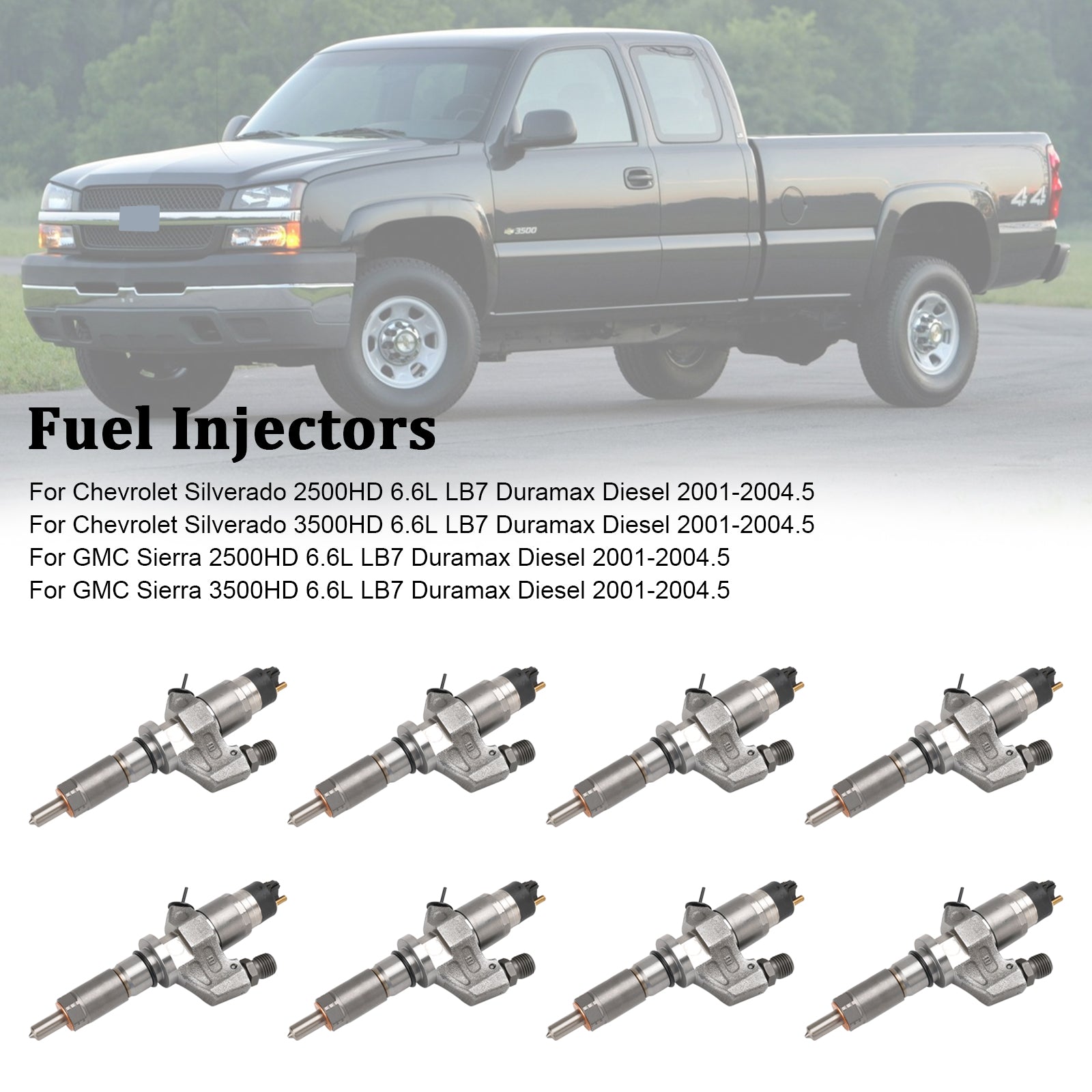 PALASER 2001-2004.5 GMC Sierra 2500HD 3500HD 6.6L LB7 Duramax Diesel 8PCS Fuel Injectors 0445120008 0986435502 97208074 - Image 8