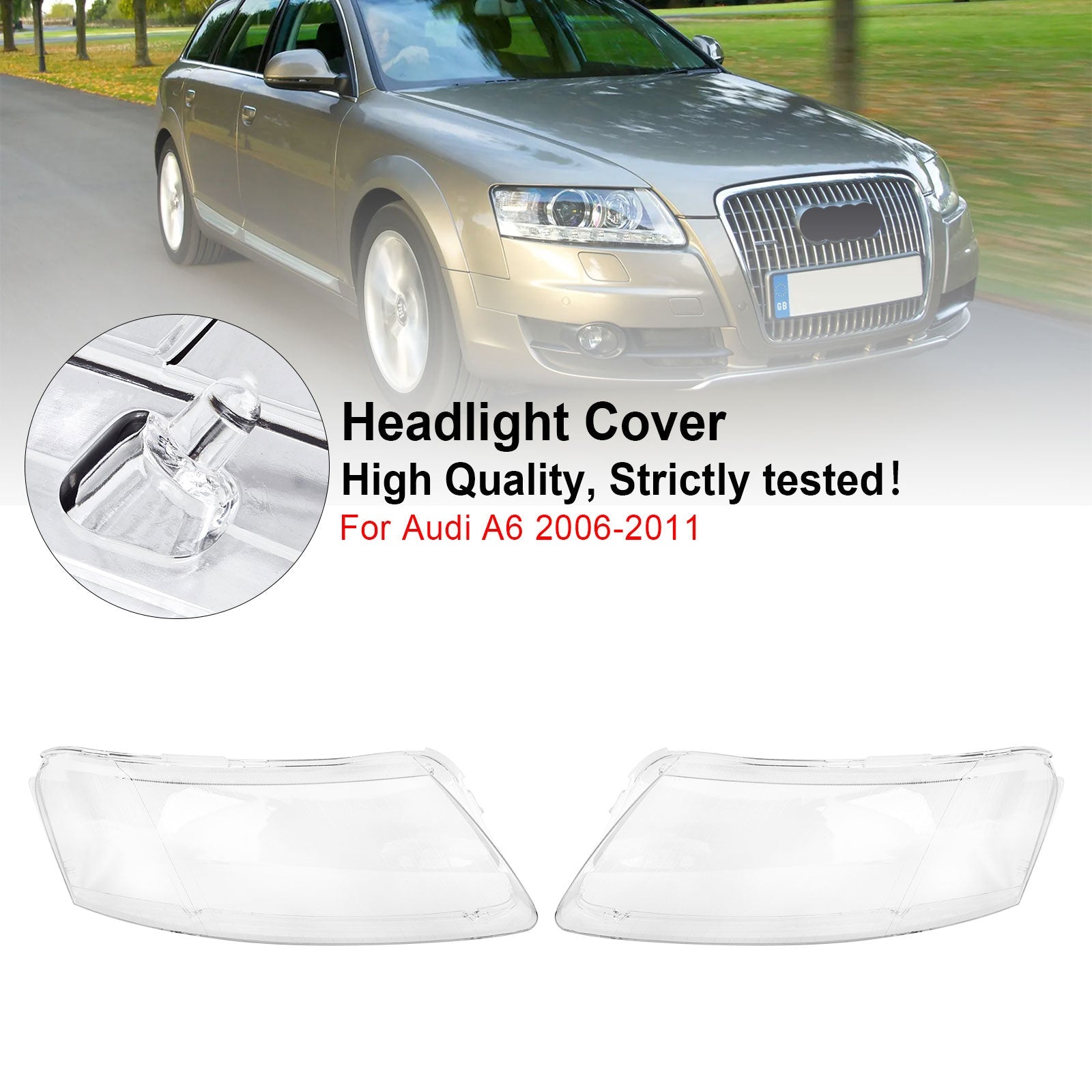 PALASER 2006-2011 Audi A6 Left +right Headlight Lens Plastic Cover Shell 4F0941003/04 - Image 4