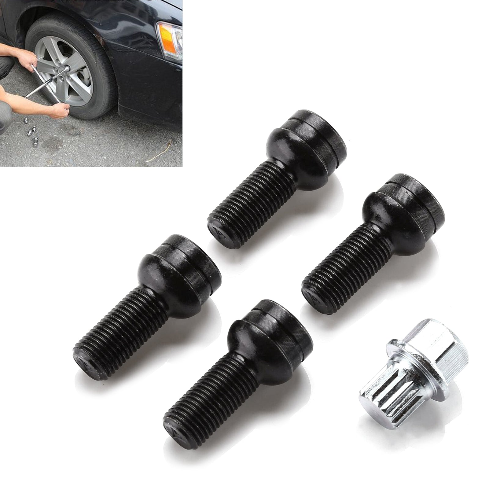 PALASER 4+1 17mm Steel Wheel Bolt & Lock Lug Nut Set With Key For Vw Golf Audi - Image 5