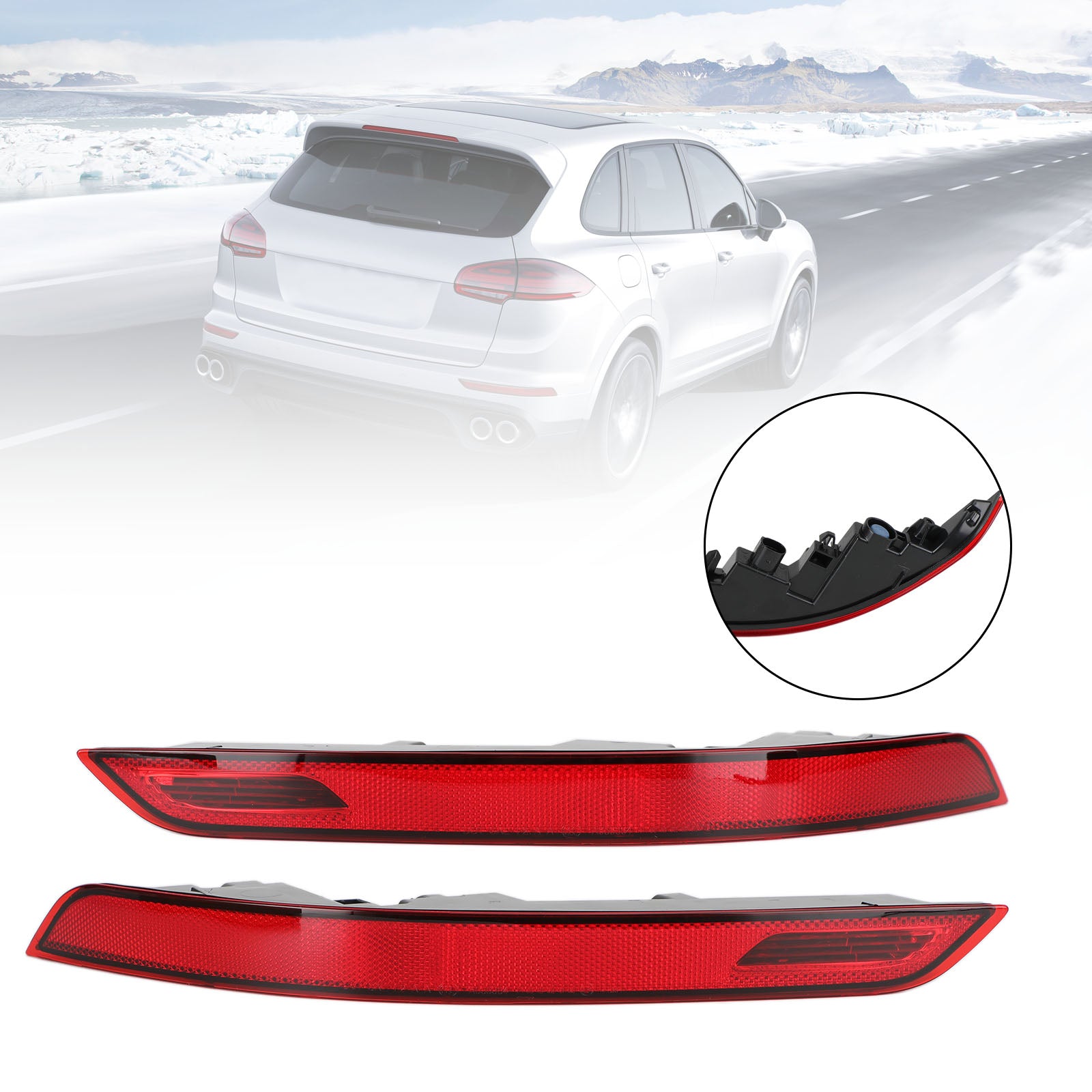 PALASER 2015-2017 Porsche Cayenne Rear Bumper Fog Reflector Light 95863110510/610