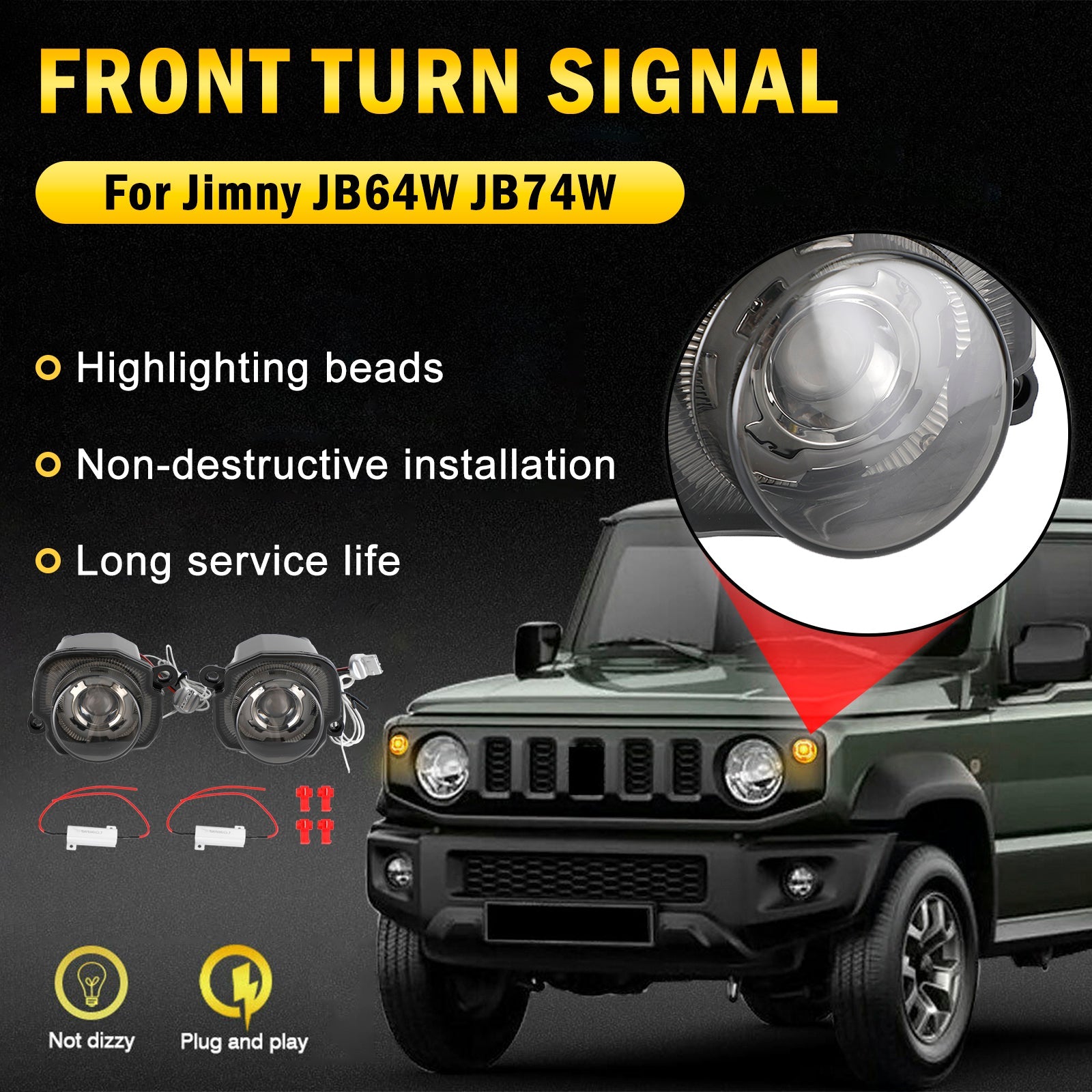 PALASER Pair Of Front Turn Signal Lamp Light For Suzuki Jimny JB64 JB74 2019-2021 Smoked - Image 3