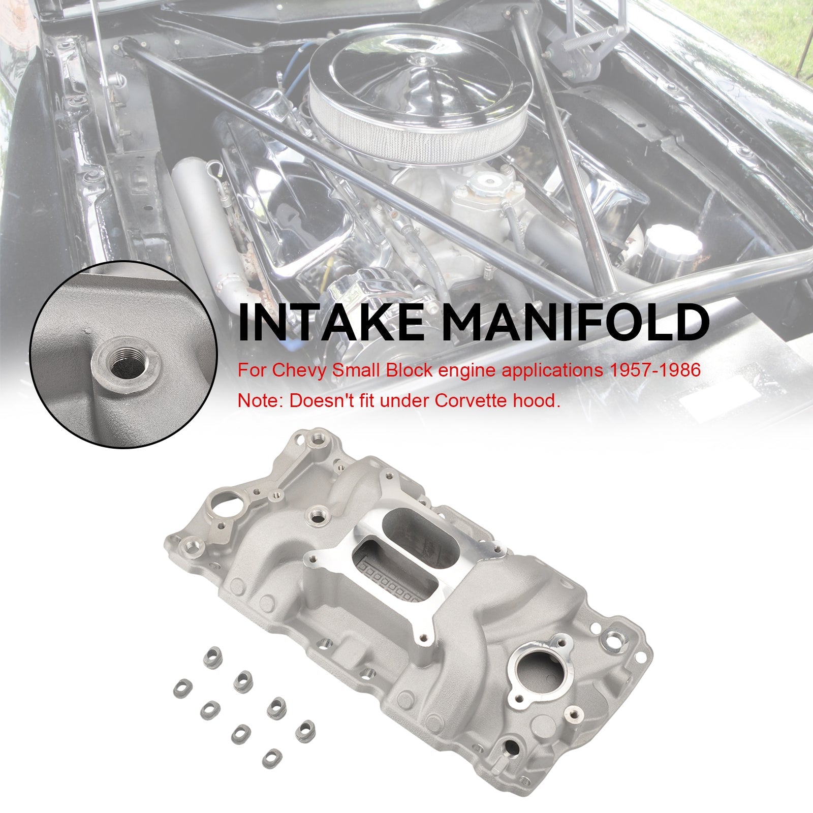 PALASER Dual Plane Intake Manifold Fit Chevy Small Block 305 327 350 400 57-86 High Rise - Image 8