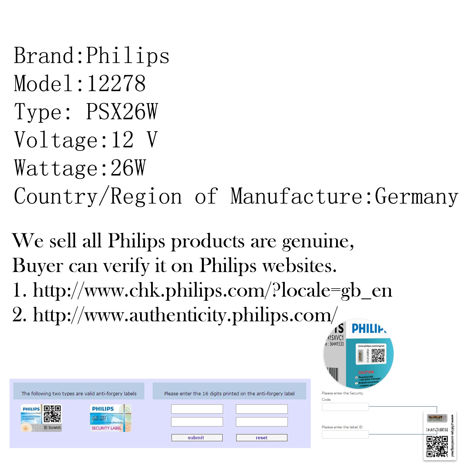 PALASER For Philips Standard 12278 PSX26W 12V 26W One Bulb Drl Daytime Running Fog Light - Image 4