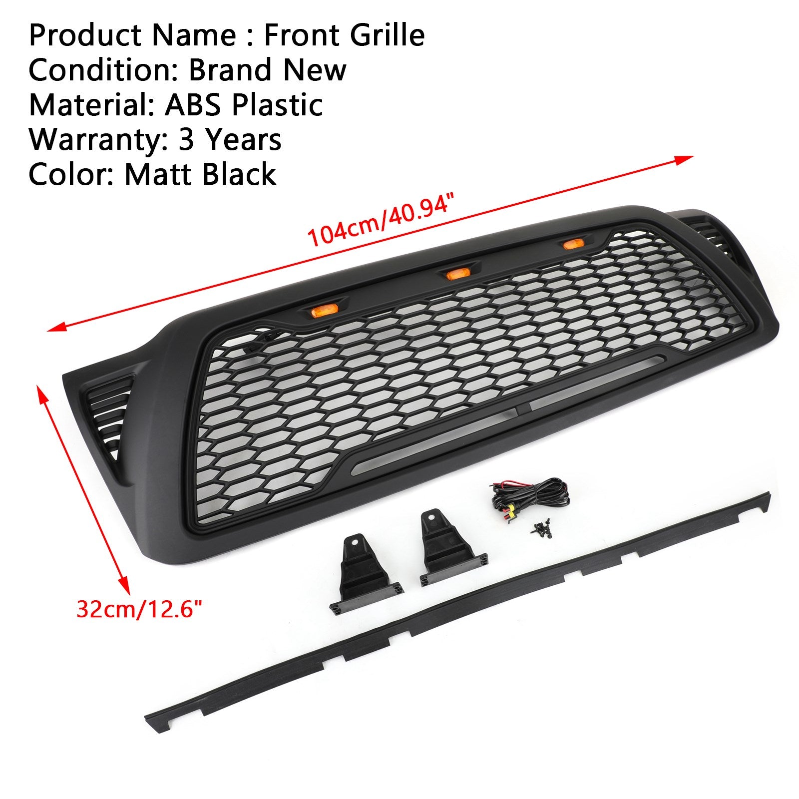 PALASER Front Grille Bumper Hood Mesh Grill Fit Toyota Tacoma 2005-2011 With LED Lights - Image 3