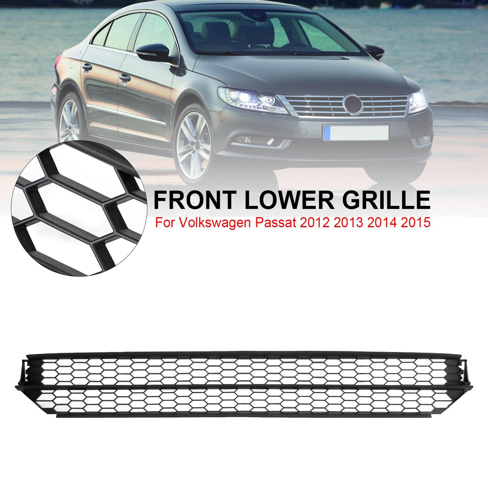 PALASER Vw Passat 12-15 Honeycomb Front Bumper Lower Black Grill 5618536779B9 VW1036126