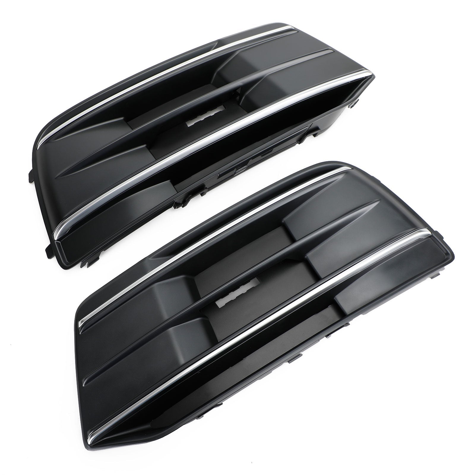 PALASER 2018-2022 Audi Q5 Standard Version 2PCS Black/chrome Front Bumper Cover Grille Bezel Insert