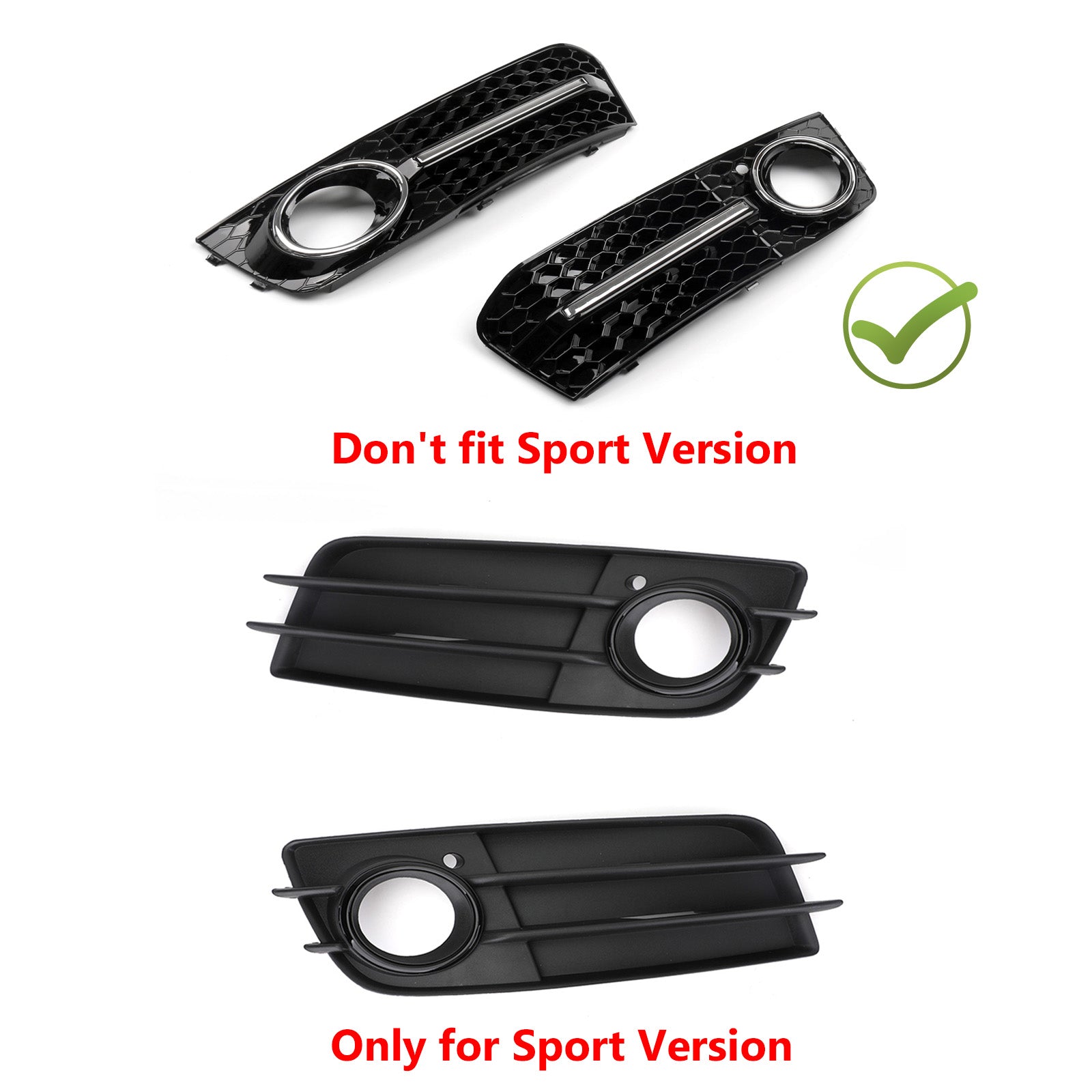PALASER Lh+rh Chrome Honeycomb Fog Light Grille Grills For Audi A4 B8 09-12 - Image 2