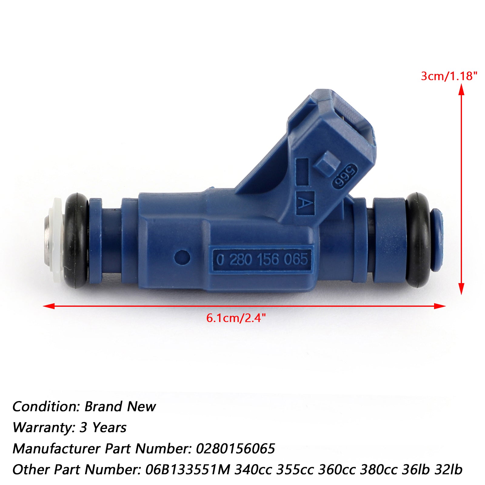 PALASER 852-12185 0280156065 Fuel Injector 0280156065 For Audi A4 Quattro Vw Passat 1.8L 06B133551M - Image 2