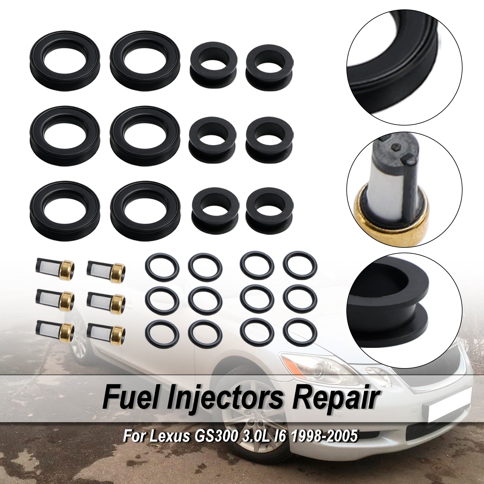 PALASER 1998 Toyota Supra 3.0L I6 Fuel Injector Repair Kit 23250-46090 842-12268 - Image 5