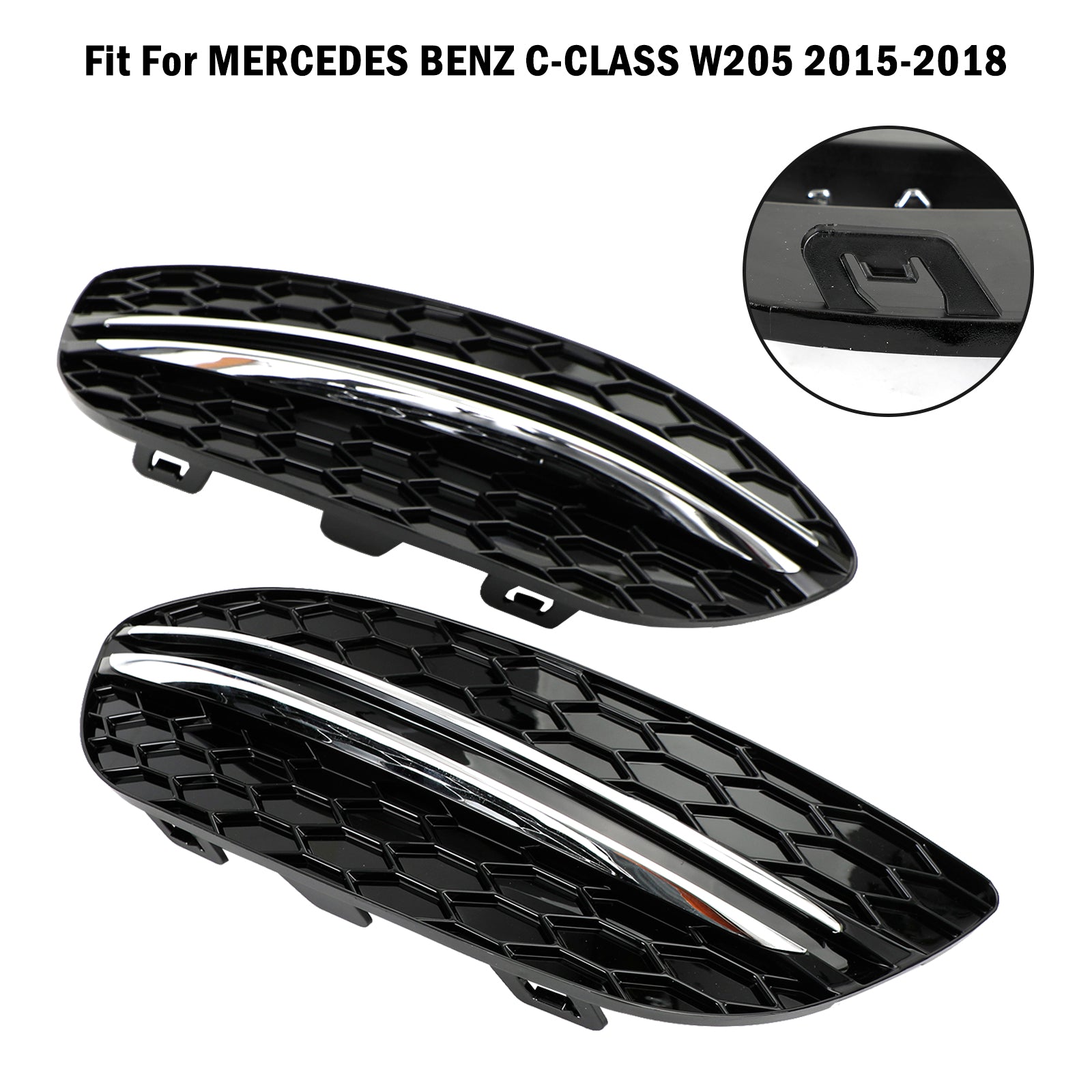 PALASER 2015-2018 Benz C-class W205 Base Sedan Honeycomb Front Fog Light Cover 2058850723 MB1038172