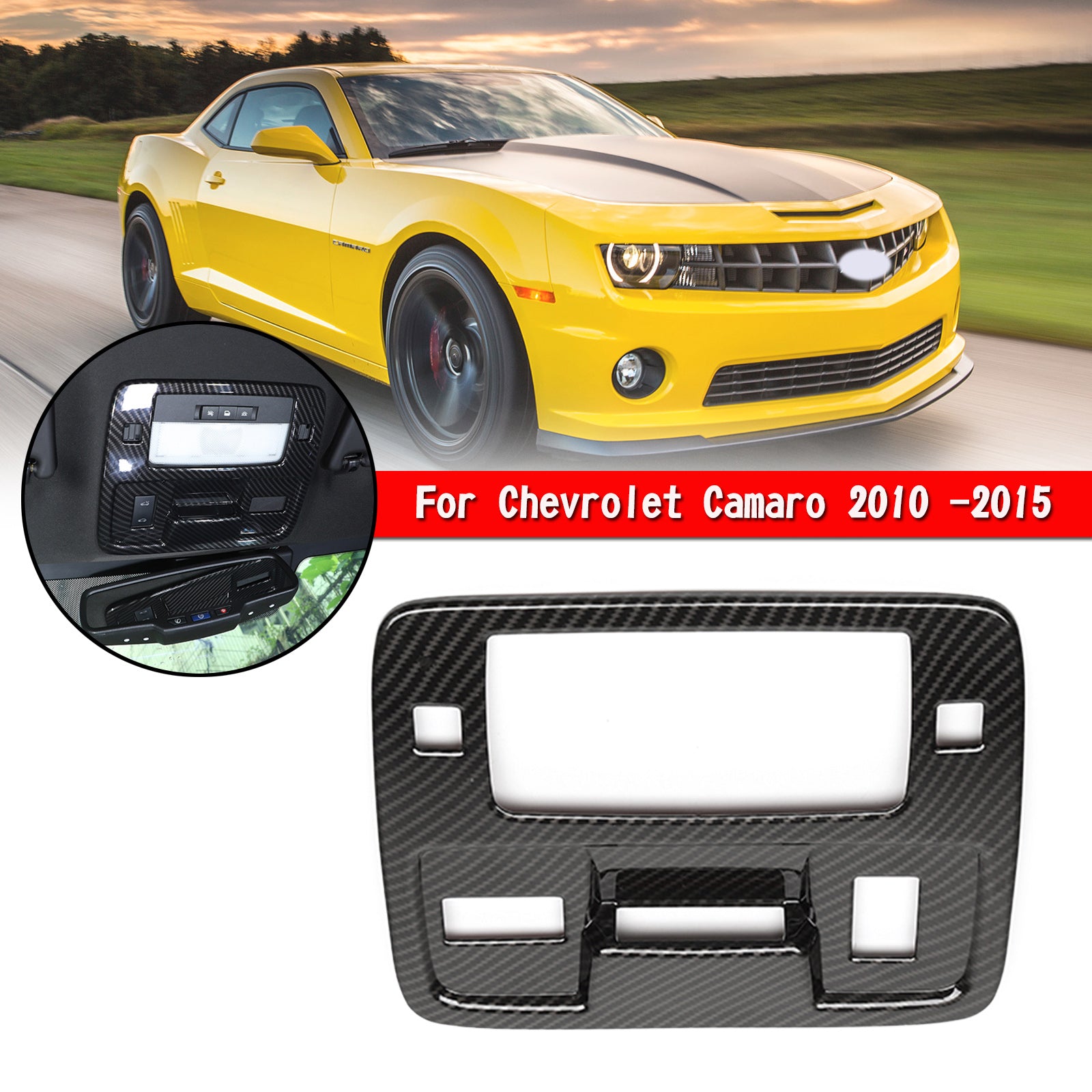 PALASER Carbon Fiber Reading Lamp Panel Cover Trim For Chevr Camaro 2010-2015 - Image 2