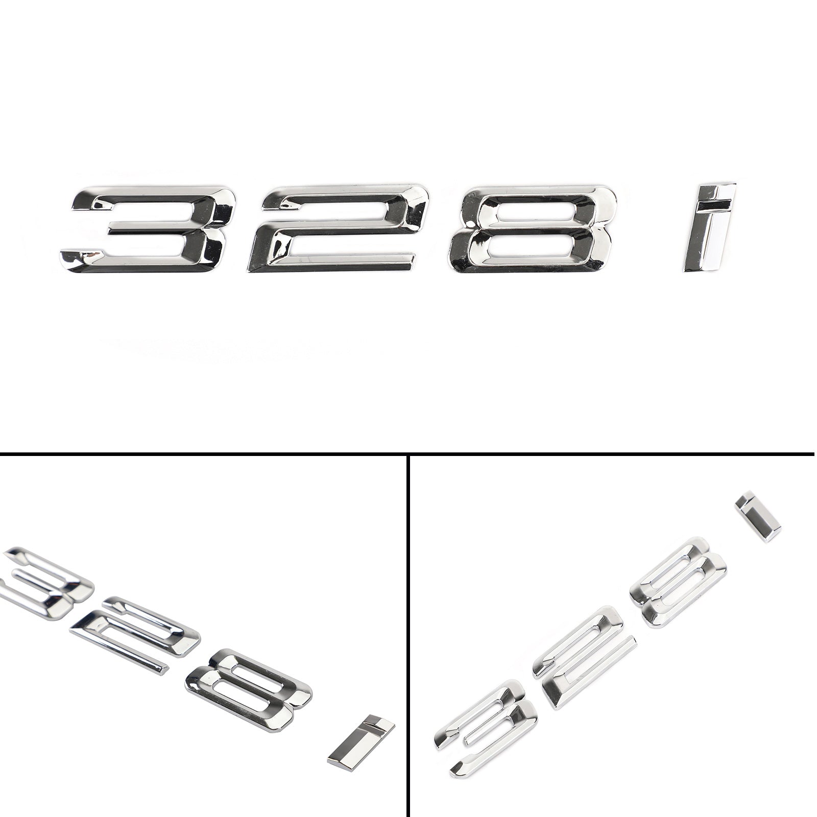 PALASER Rear Trunk Nameplate Badge Emblem Numbers Letter Decal 328 I Fit 328i Chrome - Image 9