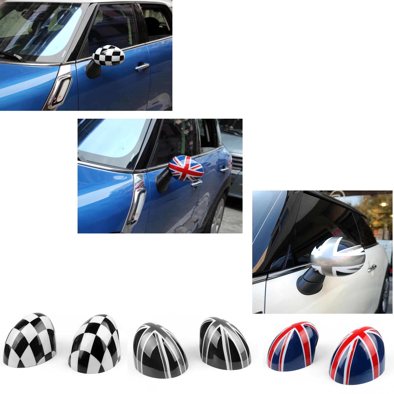 PALASER L&h Wing Mirror Covers Fit Mini Cooper R55 R56 R57 R58 R60 R61 Power Fold Mirror