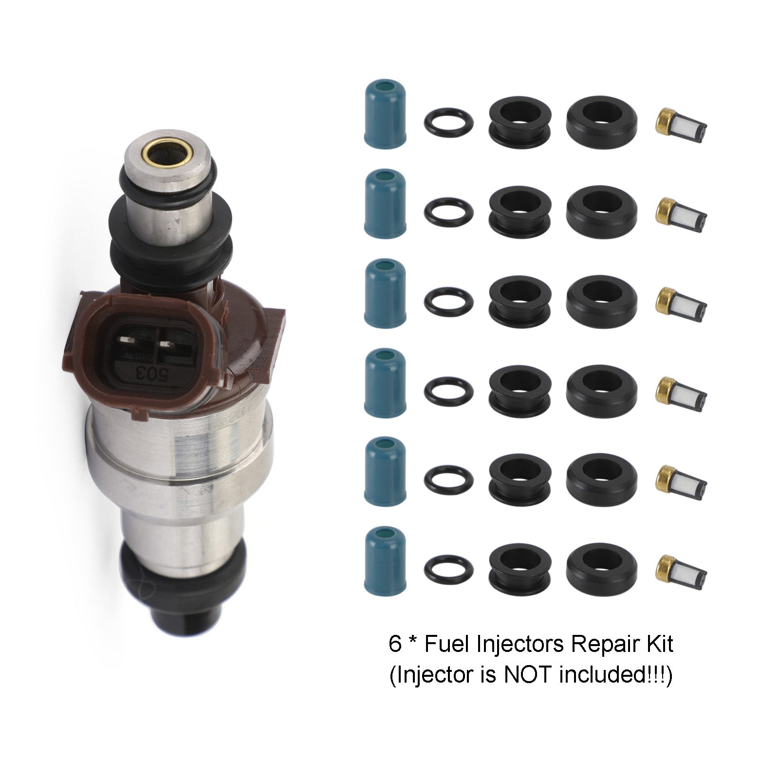 PALASER Toyota Truck 4 Runner 1988-1995 3.0L 3VZE 6PCS Fuel Injectors Repair Seal Rebuild Kit 23209-65020 23250-65020 195500-5400 - Image 4