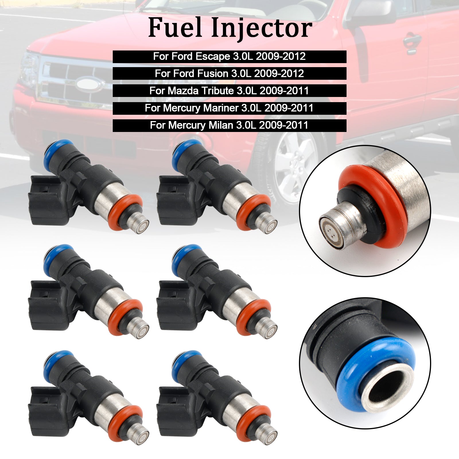 PALASER 2009-2011 Mercury Mariner Milan 3.0L 6PCS Fuel Injector 0280158189 161167 CM51 - Image 9