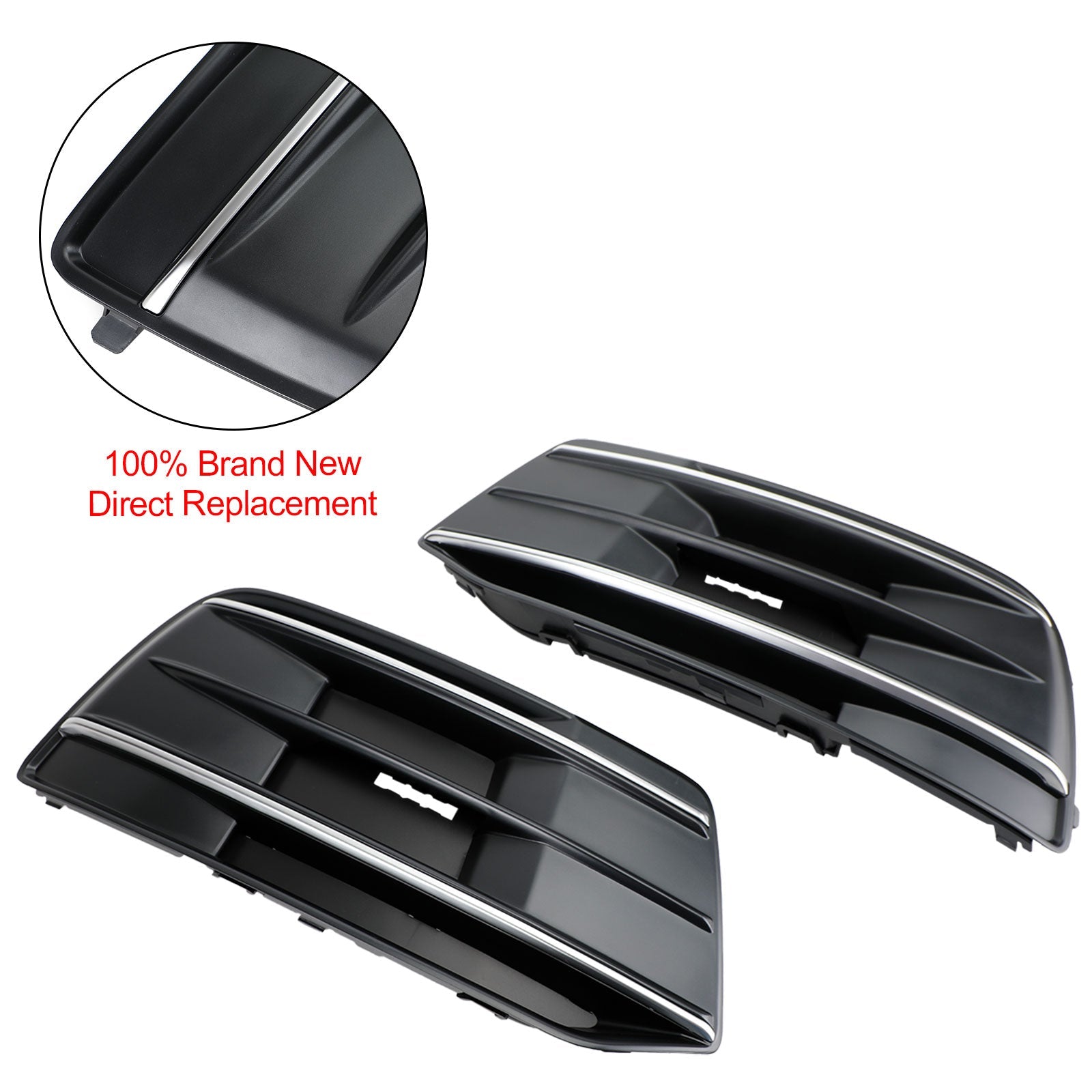 PALASER 2018-2022 Audi Q5 Standard Version 2PCS Black/chrome Front Bumper Cover Grille Bezel Insert - Image 3