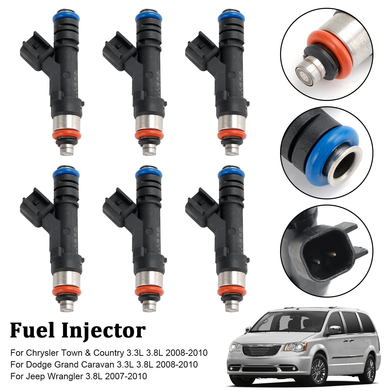 PALASER 2008-2010 Dodge Grand Caravan 3.3L 3.8L 6PCS Fuel Injector 0280158119 812-11131 - Image 6