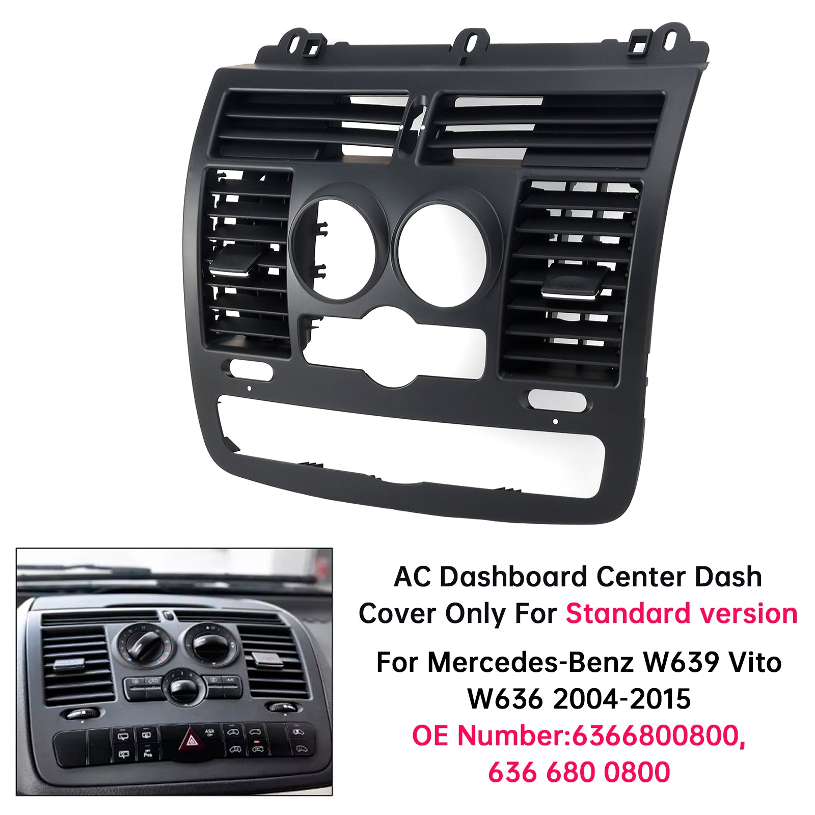 PALASER Ac Dashboard Center Dash Cover For Mercedes-benz W639 Vito W636 2004-2015 - Image 2