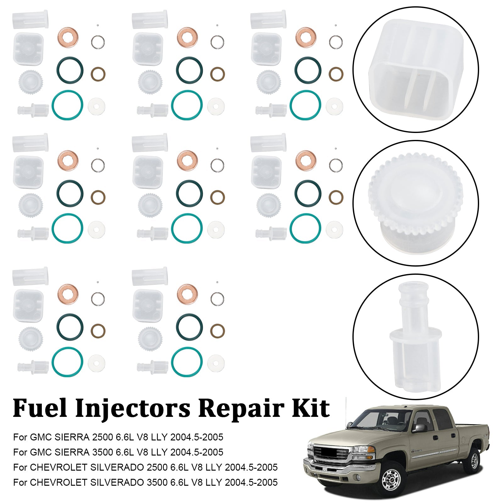 PALASER 8PCS Fuel Injector Repair Kit Fit Chevy Fit GMC Duramax 6.6L 2004-2005 Diesel - Image 8