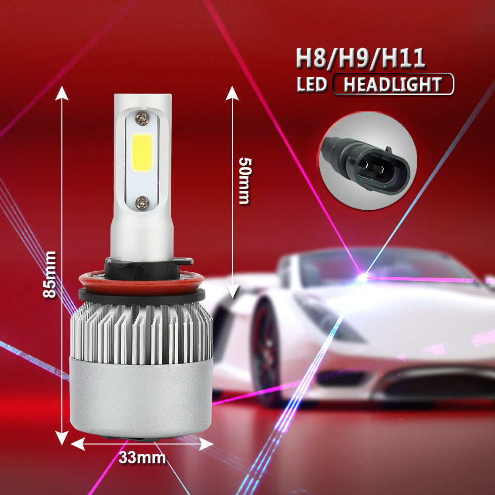 PALASER 2xH8/H9/H11 All-in-one S2 LED Headlight 72W 8000LM Cob Bulb Hi/lo Beam 6000K - Image 11