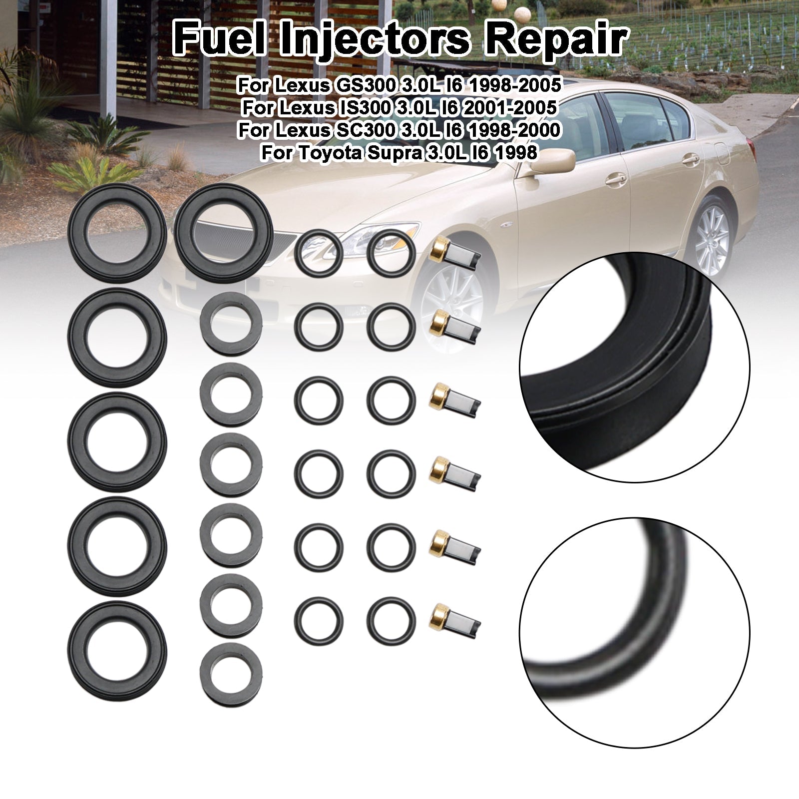 PALASER 1998 Toyota Supra 3.0L I6 Fuel Injector Repair Kit 23250-46090 842-12268 - Image 4