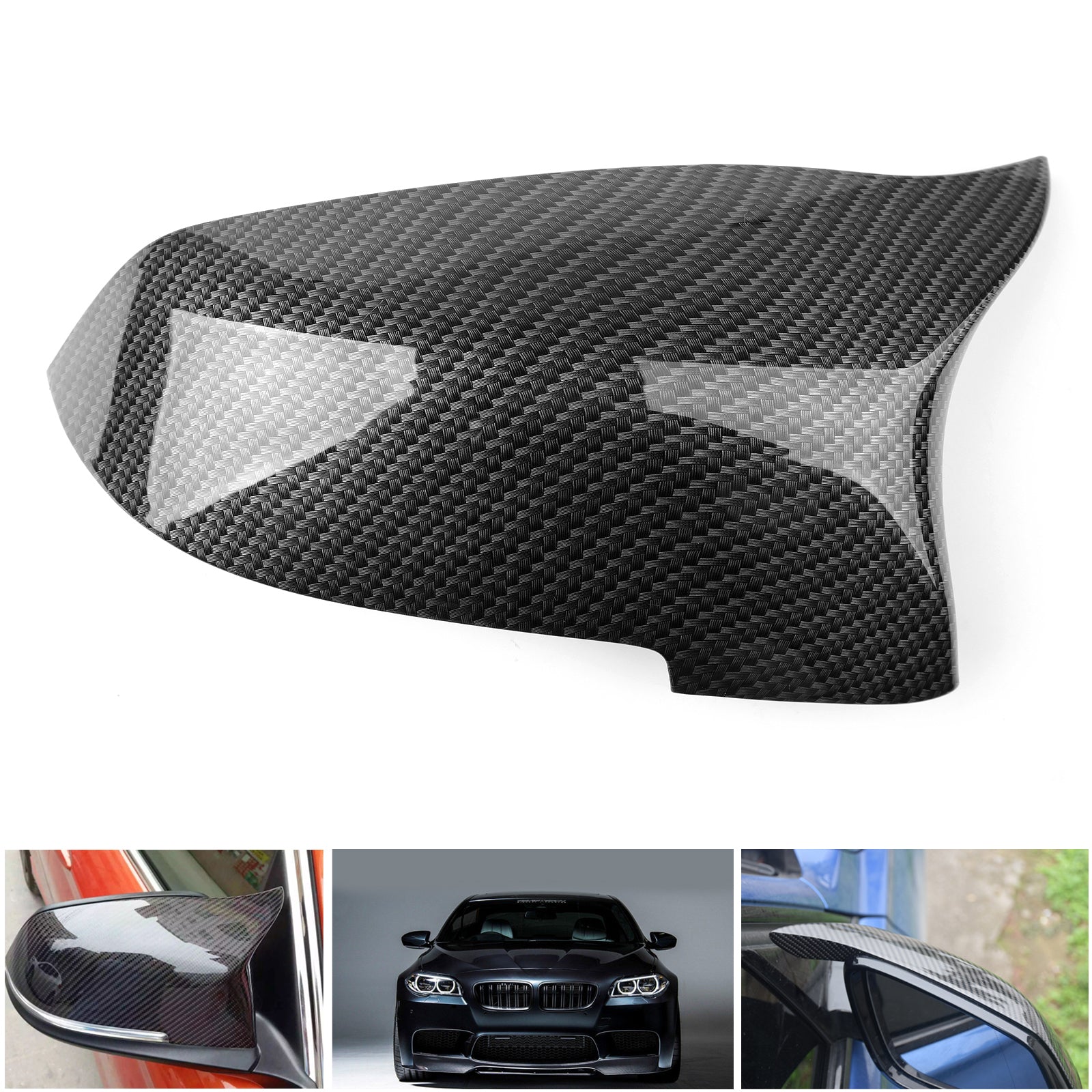 PALASER Pair Carbon Fiber Side Rear View Mirror Cover Caps For BMW F10 F18 2014-2016 - Image 8