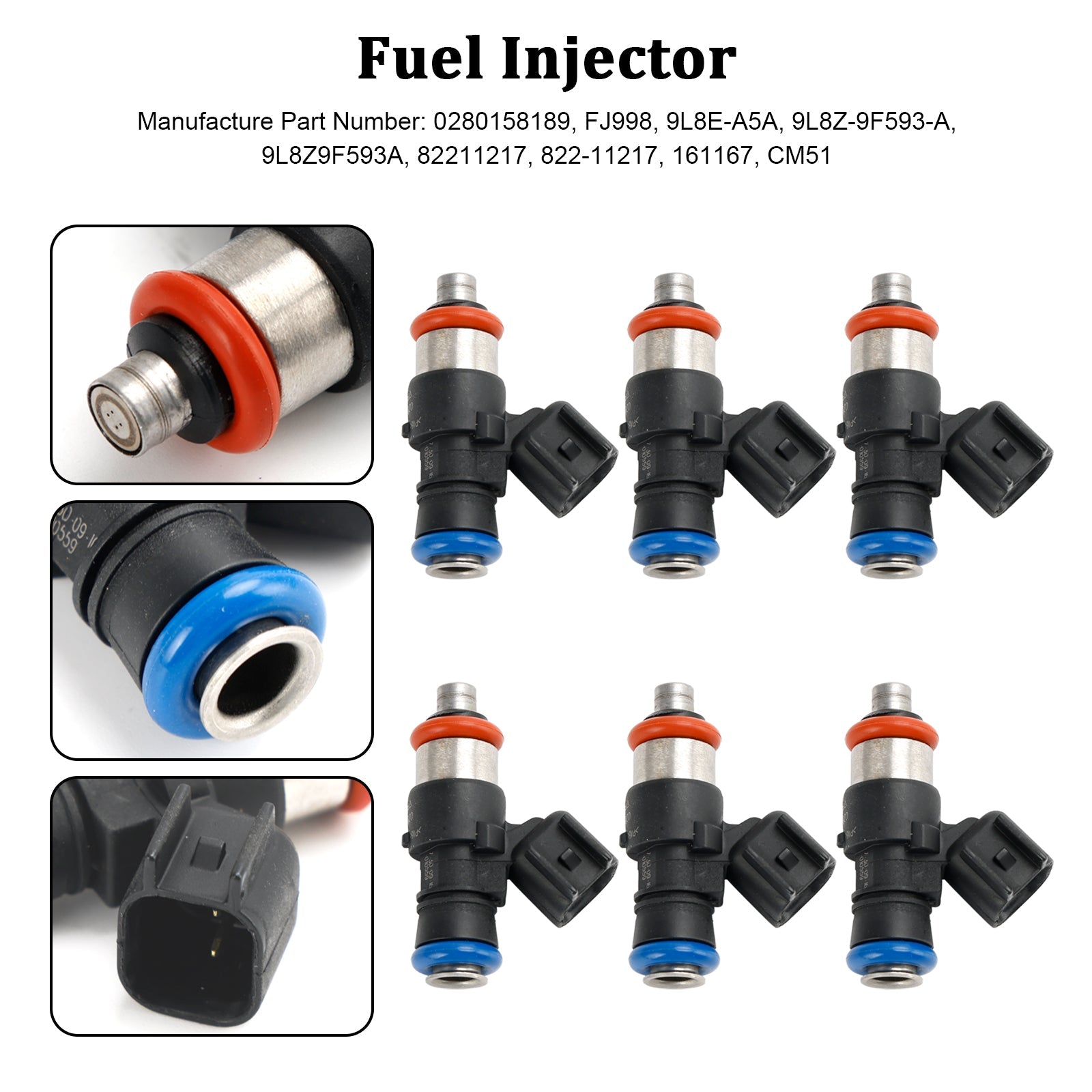 PALASER 2009-2012 Ford Escape Fusion 3.0L 6PCS Fuel Injector 0280158189 FJ998 9L8E-A5A - Image 6