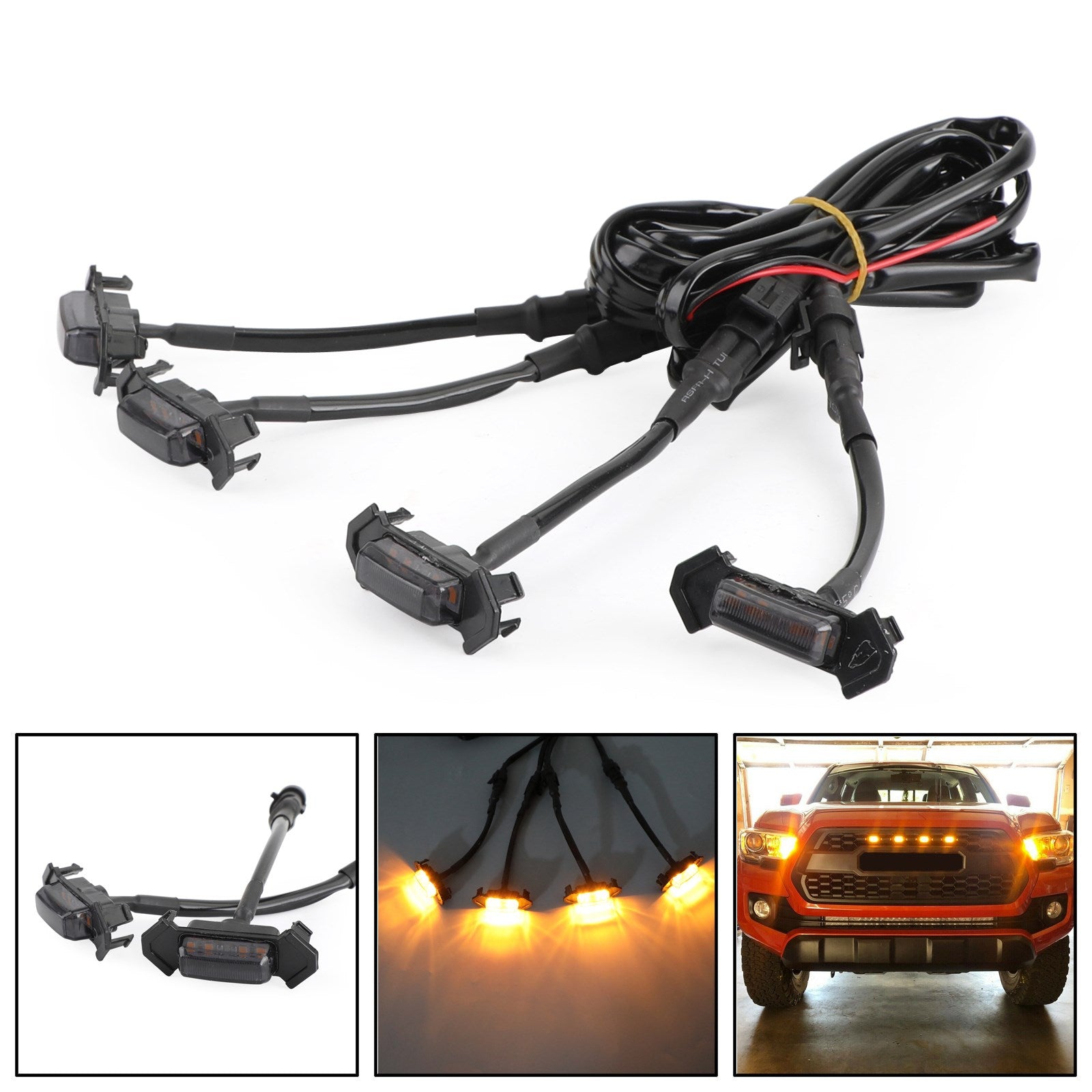 PALASER 4PCS/Set LED Lights Fit Front Bumper Grille Tacoma 2016-2020 PT228-35170 Smoke - Image 3