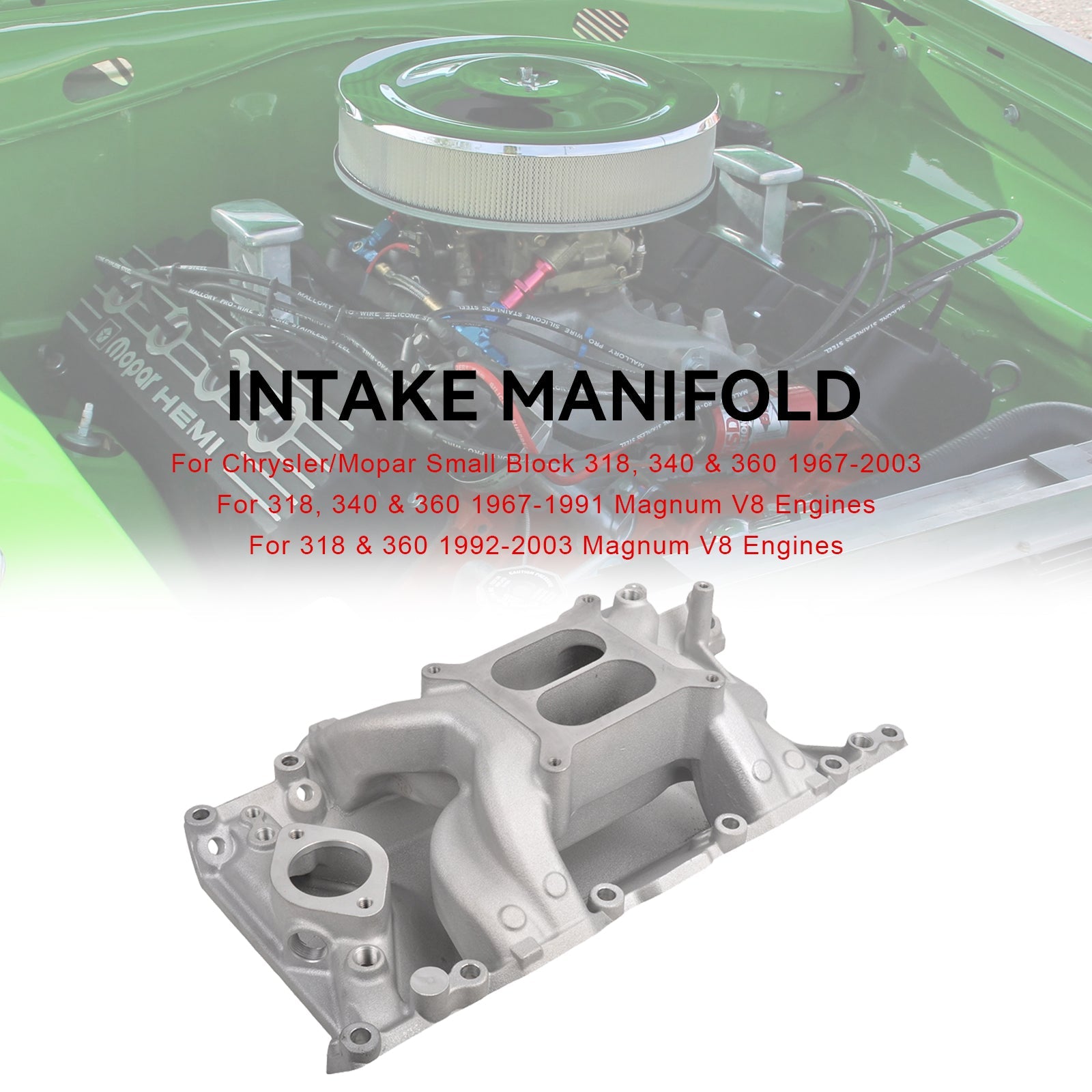 PALASER 1967-2003 Chrysler/mopar Small Block 318 340 360 Aluminum Intake Manifold - Image 9