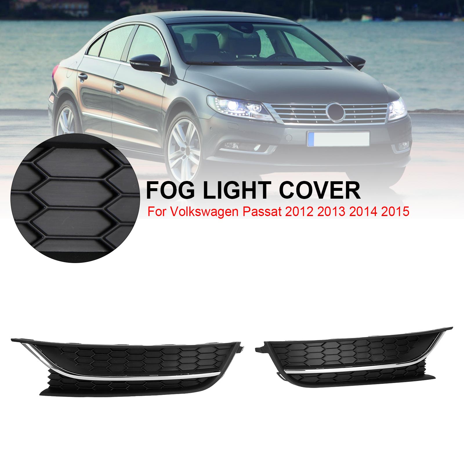 PALASER 2012-2015 Vw Passat 2PCS Front Driving Fog Light Cover Black/chrome - Image 8