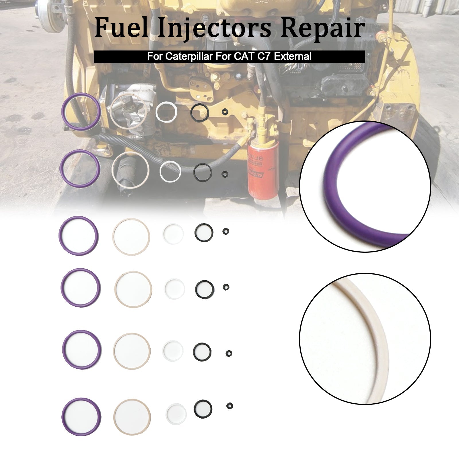 PALASER Caterpillar For Cat C7 Internal 6PCS Fuel Injectors Seal O-ring Kit - Image 5