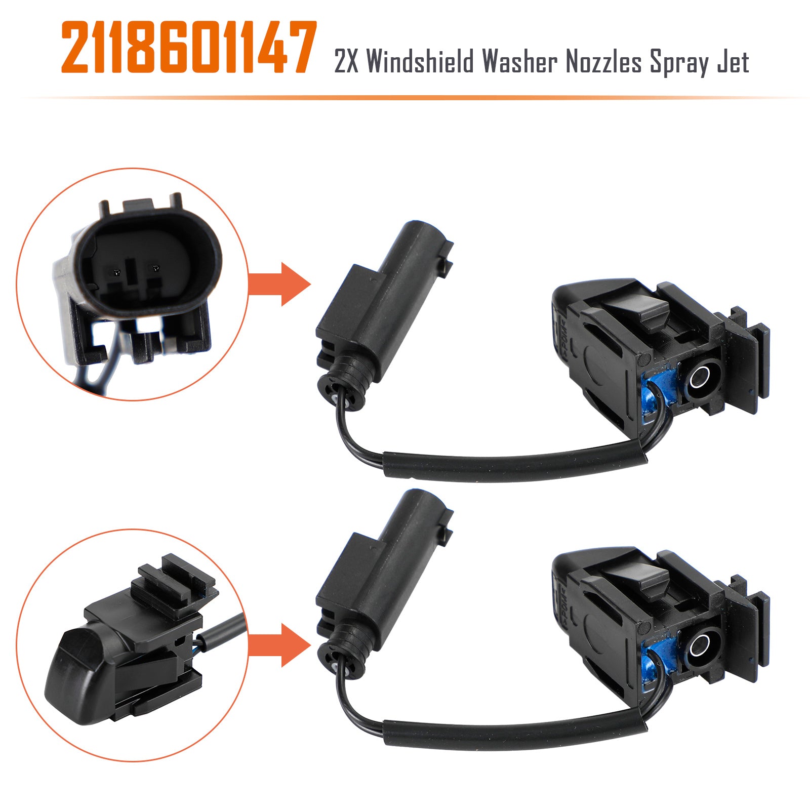 PALASER 2X Windshield Washer Nozzles Spray Jet For Mercedes-benz W203 W208 2118601147