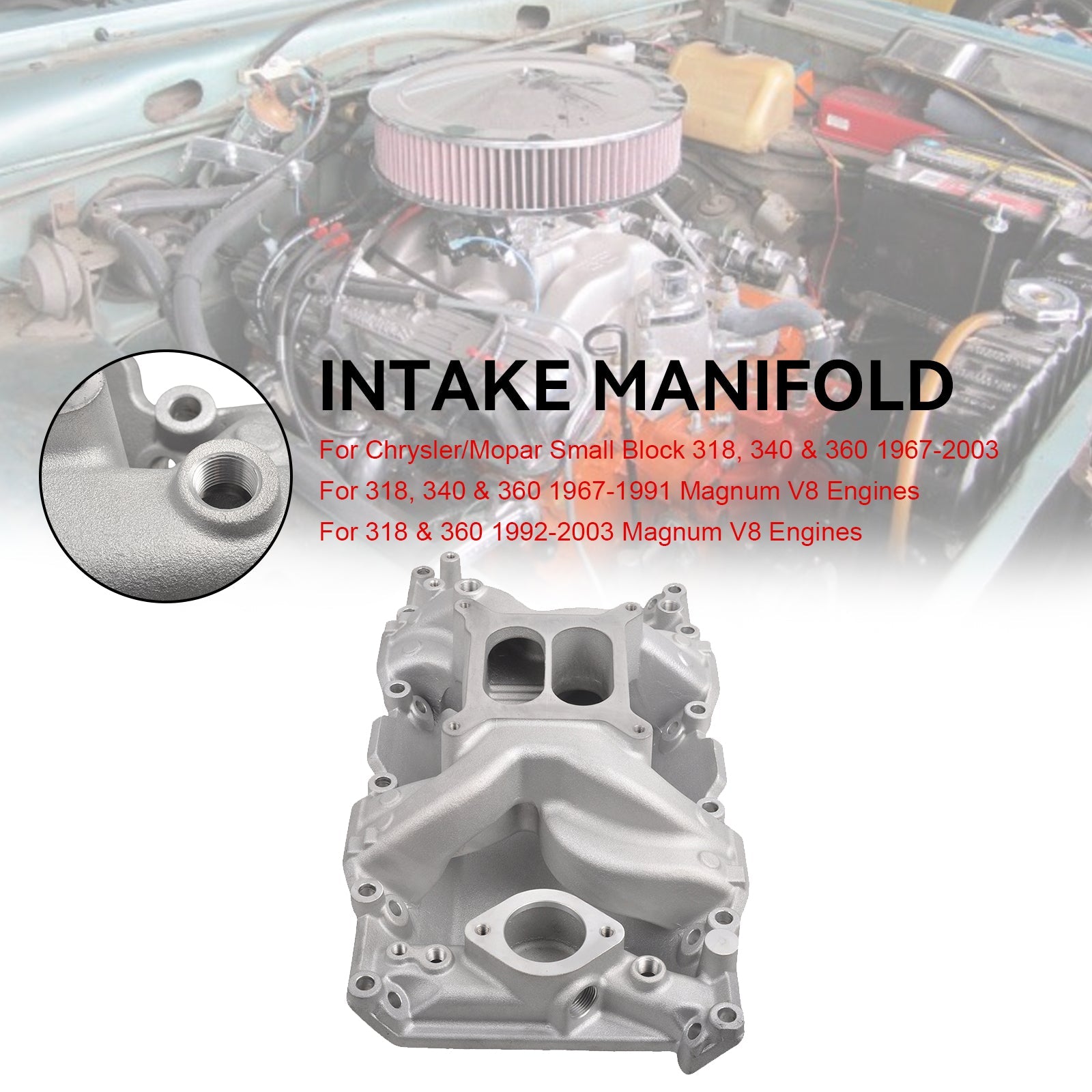 PALASER 1967-2003 Chrysler/mopar Small Block 318 340 360 Aluminum Intake Manifold - Image 10
