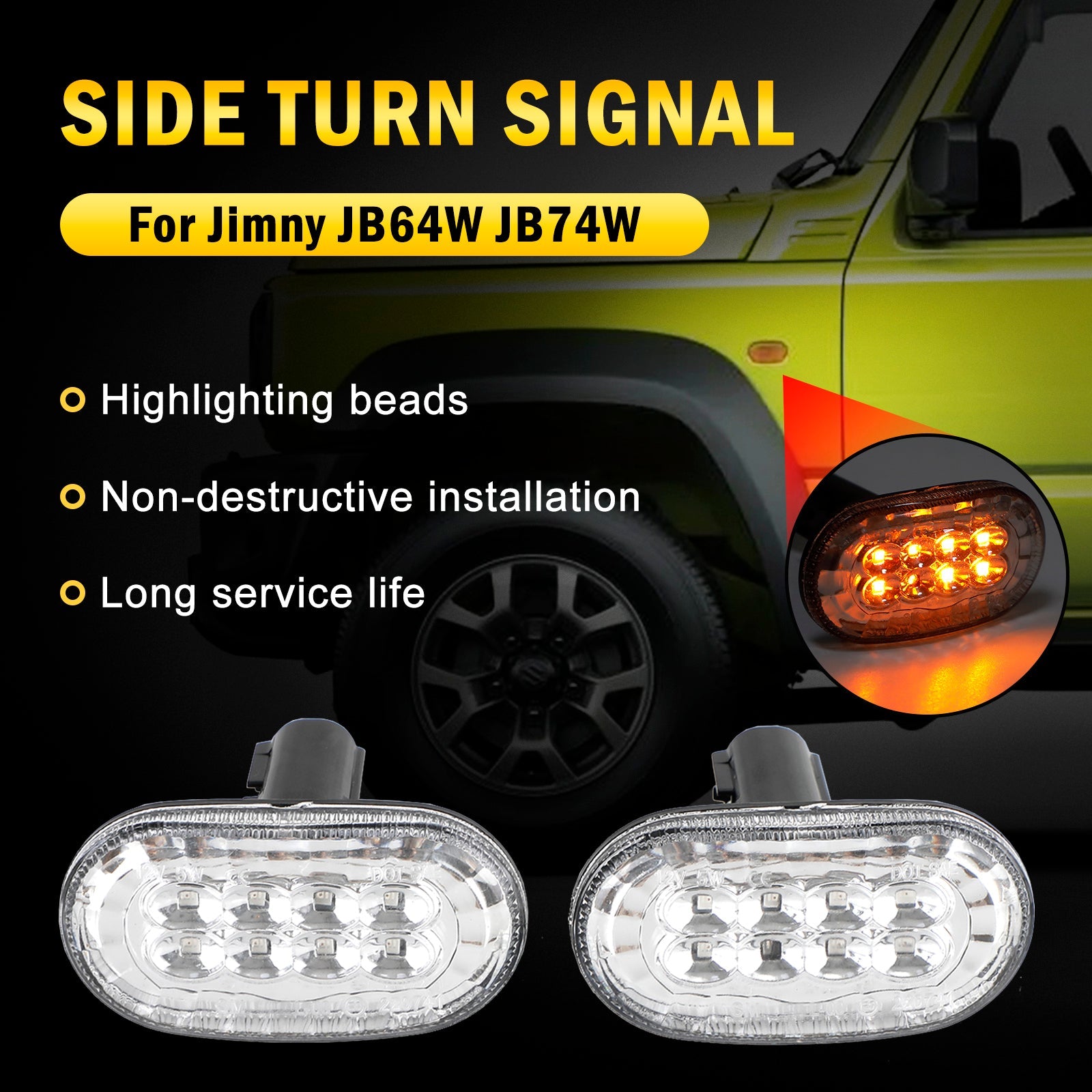 PALASER Suzuki Jimny JB64 JB74 Pair Of Side Marker Light Turn Signal Light Clear - Image 4