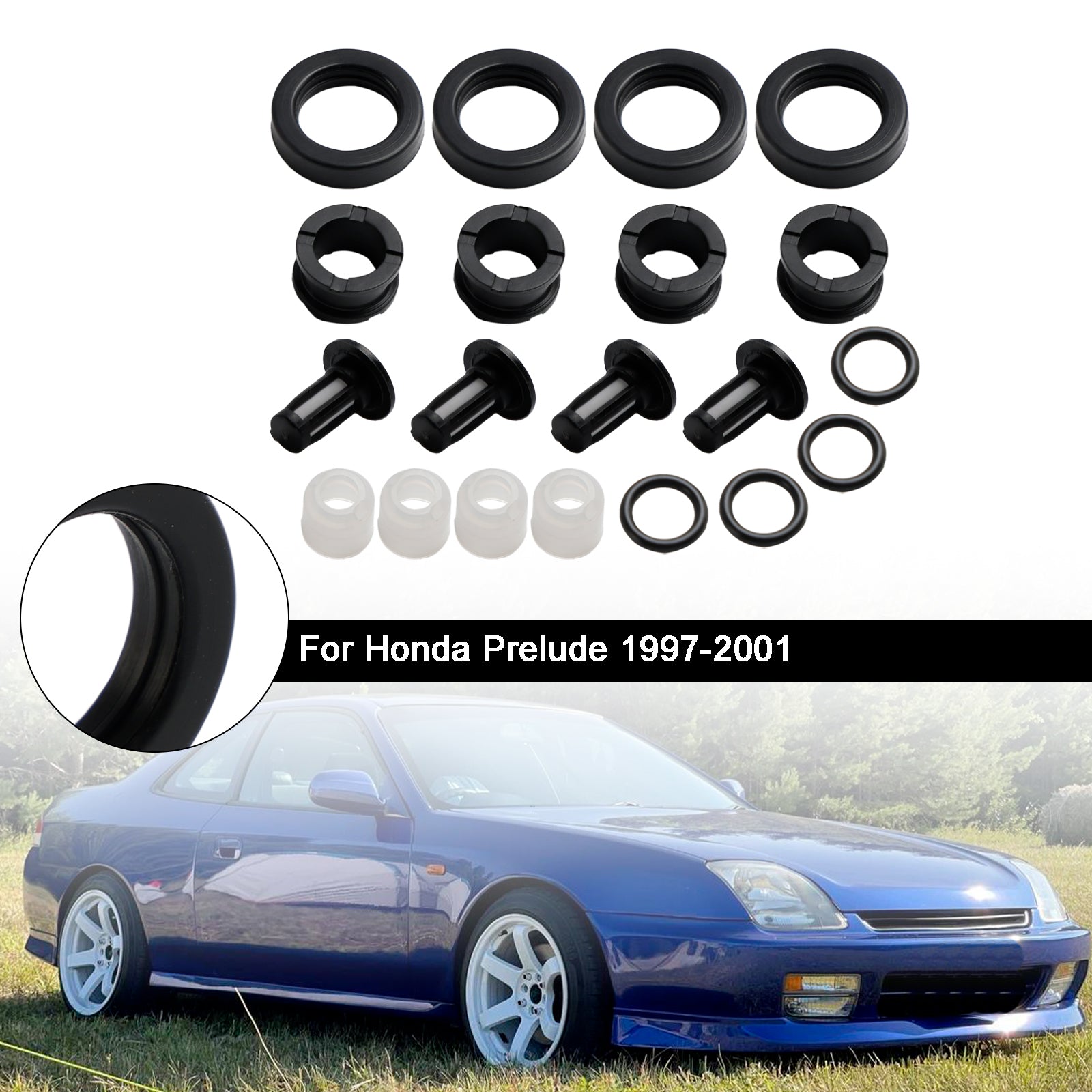 PALASER 1997-2001 Honda Prelude 2.2 Fuel Injector Repair Service Kit H22A4 FJ582 - Image 3