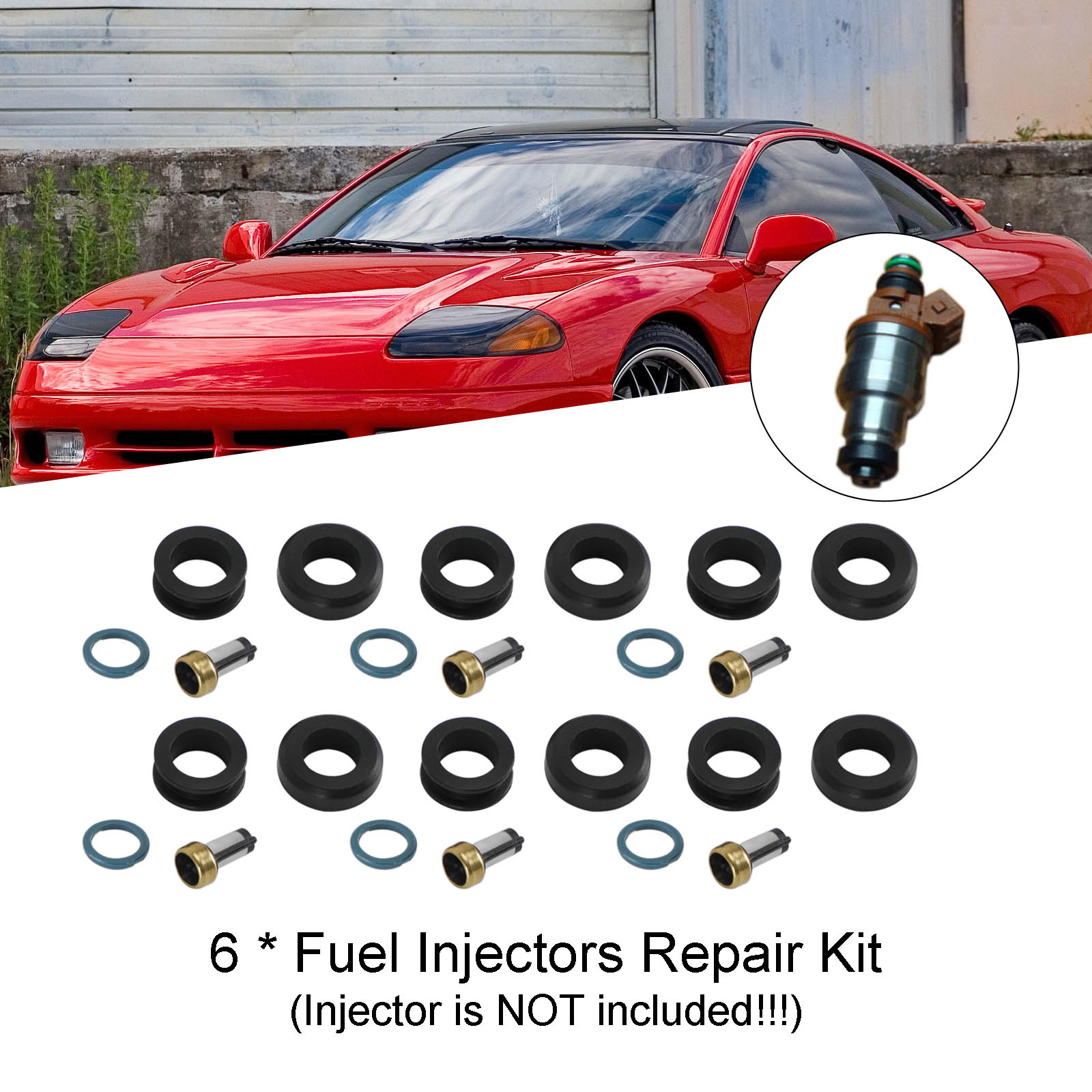 PALASER Dodge Stealth 1991-1996 6PCS Fuel Injectors Seal O-ring Kit 18-10066 INP-014 MD164888 - Image 6