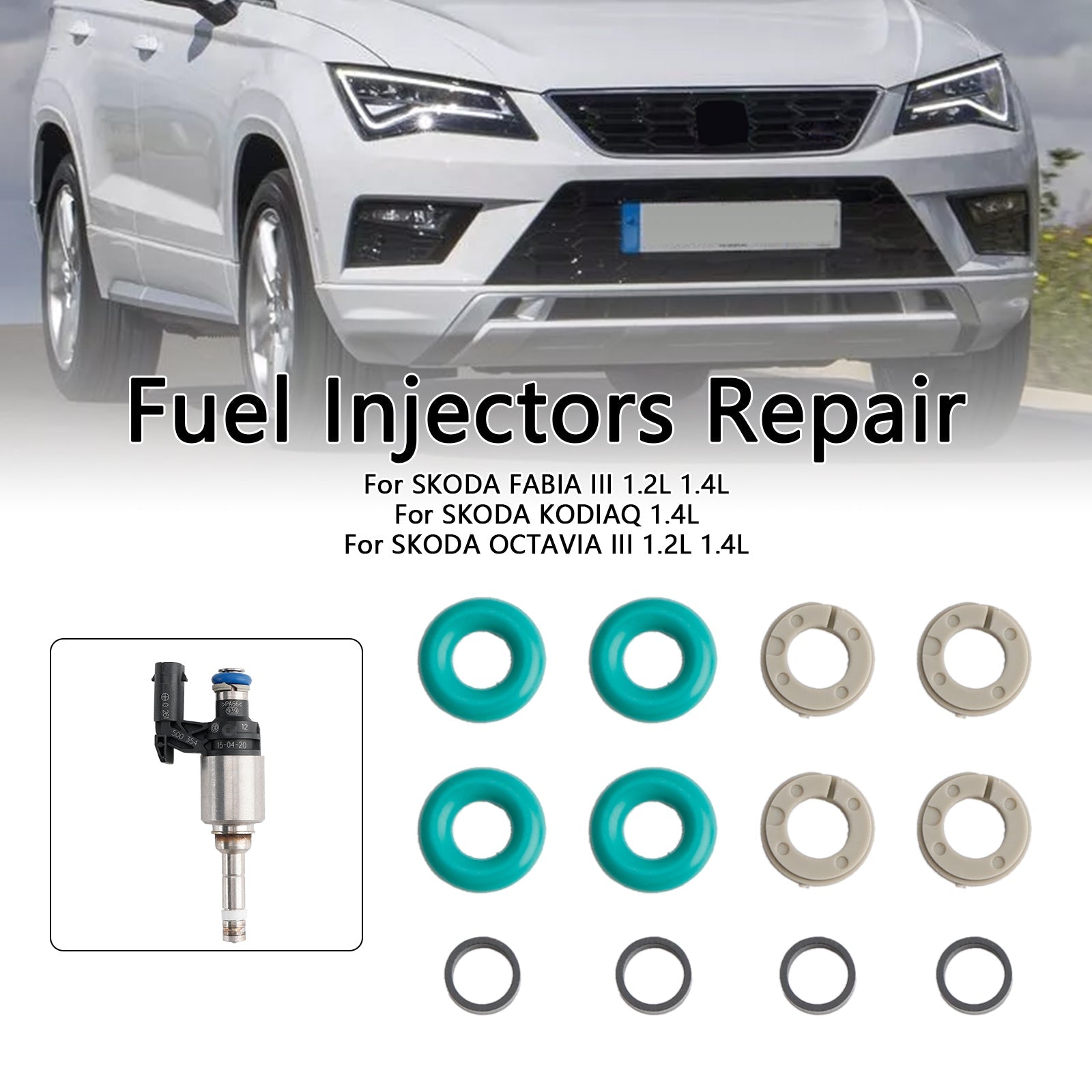 PALASER Volkswagen Beetle Golf Jetta Tiguan 4Pcs Fuel Injector Service Kit O-ring 0261500354 04E906036E - Image 2