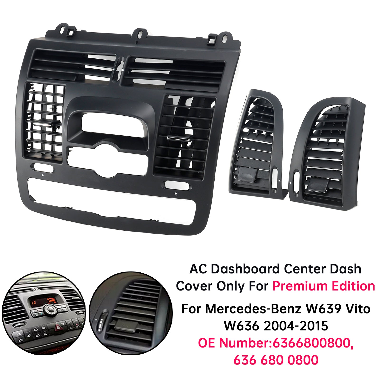 PALASER Ac Dashboard Center Dash + 2 * Air Vent For Mercedes-benz W639 Vito Viano 04-15 - Image 2