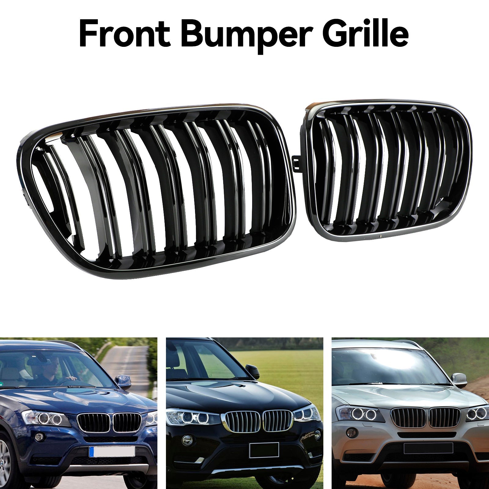 PALASER 2010-2014 BMW X3 F25 Pre-facelift Gloss Black Front Bumper Kidney Grill 51712297589 51117210725 - Image 7