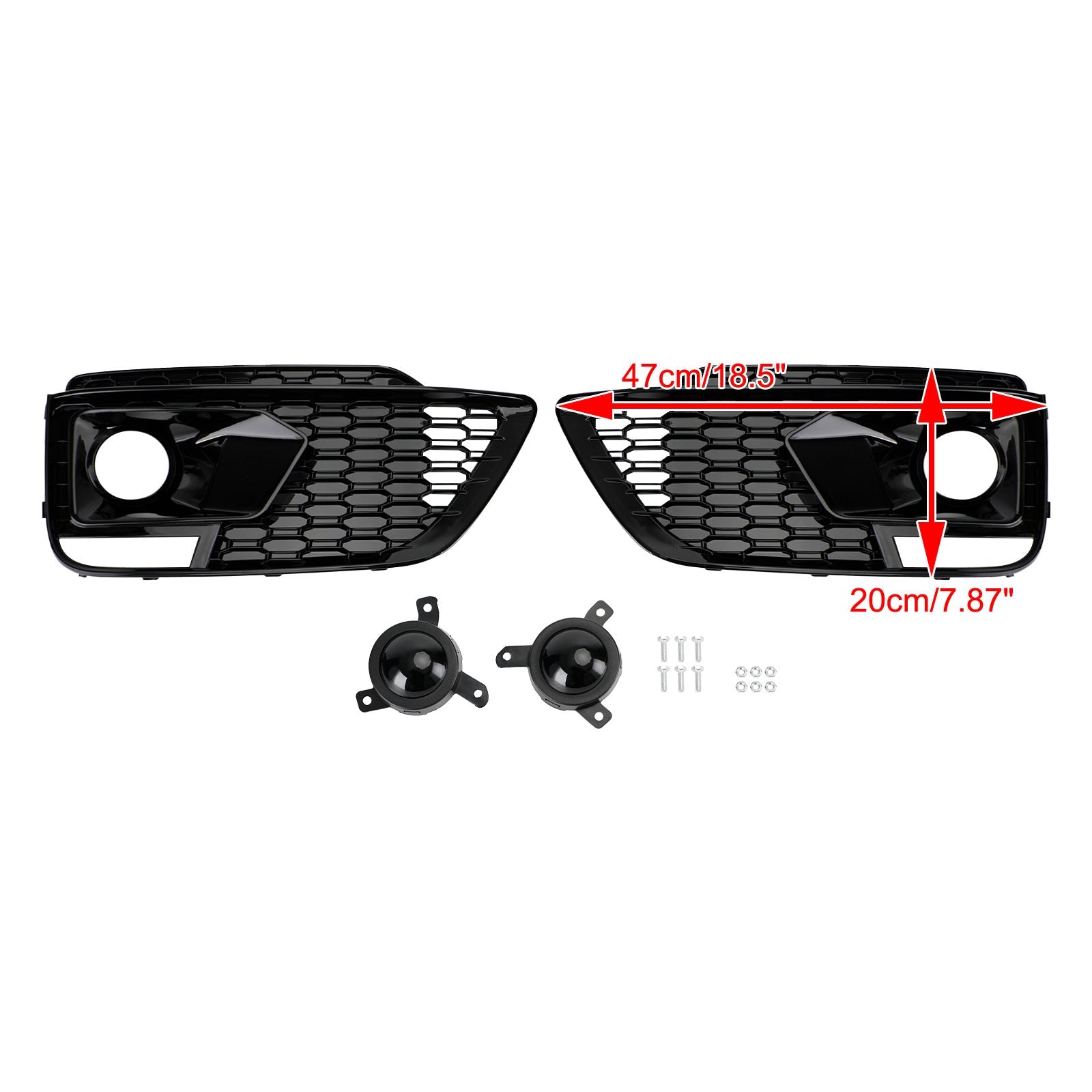 PALASER 2018-20 RSQ5 Audi Q5 SQ5 Suv Black Front Honeycomb Fog Lamp Grilles Cover - Image 3