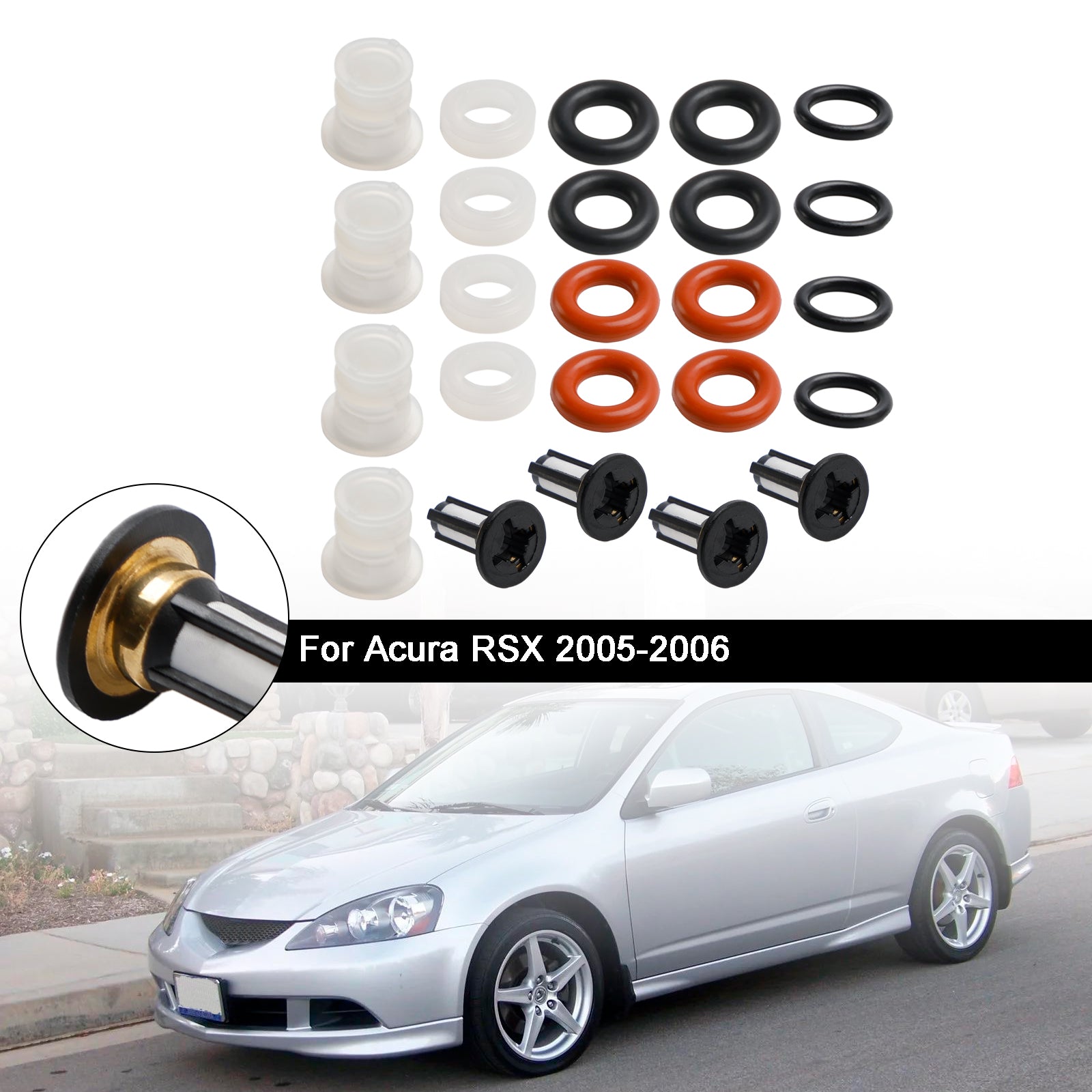 PALASER 2005-2006 Acura Rsx Fuel Injector Repair O-rings Seals Kit 16450-PRB-A01 - Image 3
