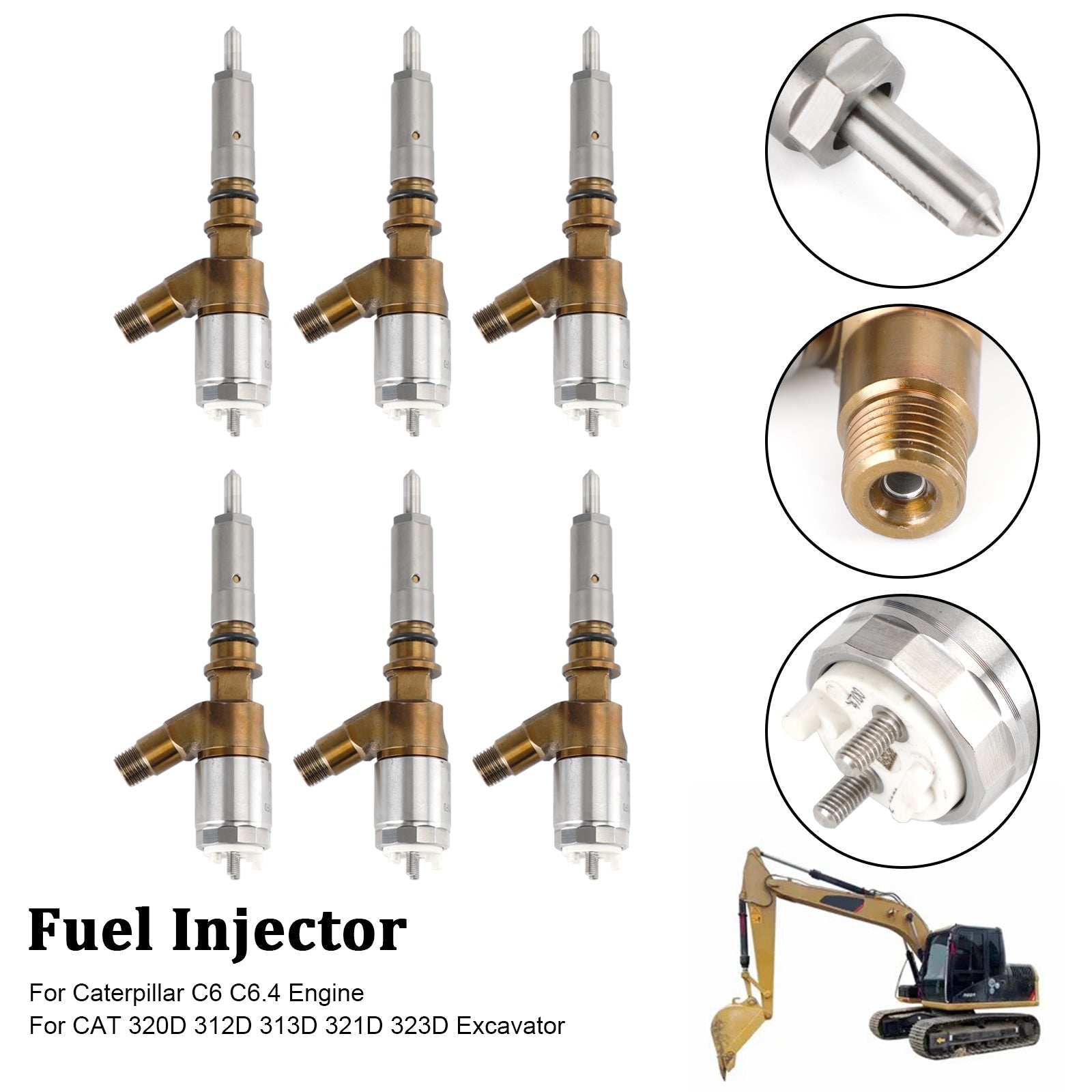 PALASER Caterpillar C6 C6.4 Engine 6PCS Fuel Injectors 3264700 10R-7675 - Image 9