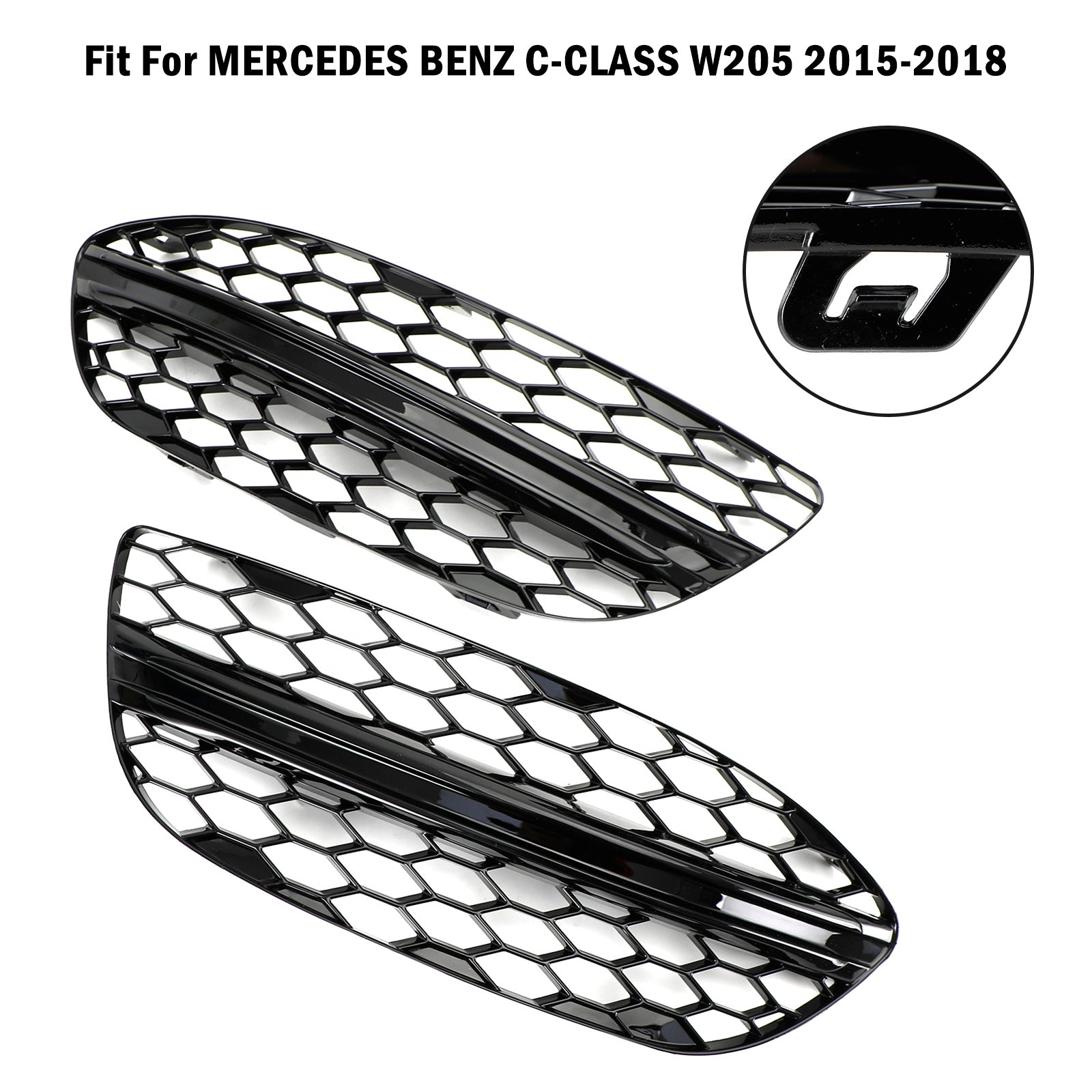 PALASER C-class W205 2015-2018 Base Sedan Mesh Front Fog Light Cover 2058850723 2058851123 - Image 6