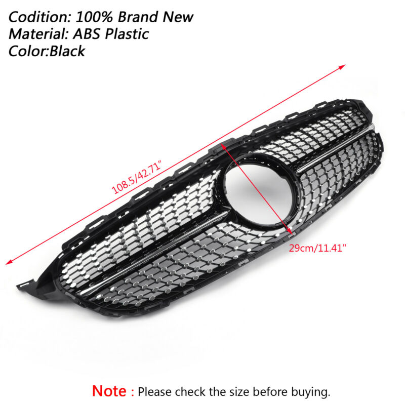 PALASER 2015-18 Benz W205 C250 C300 C400 Diamond Grille Front Grill - Image 2