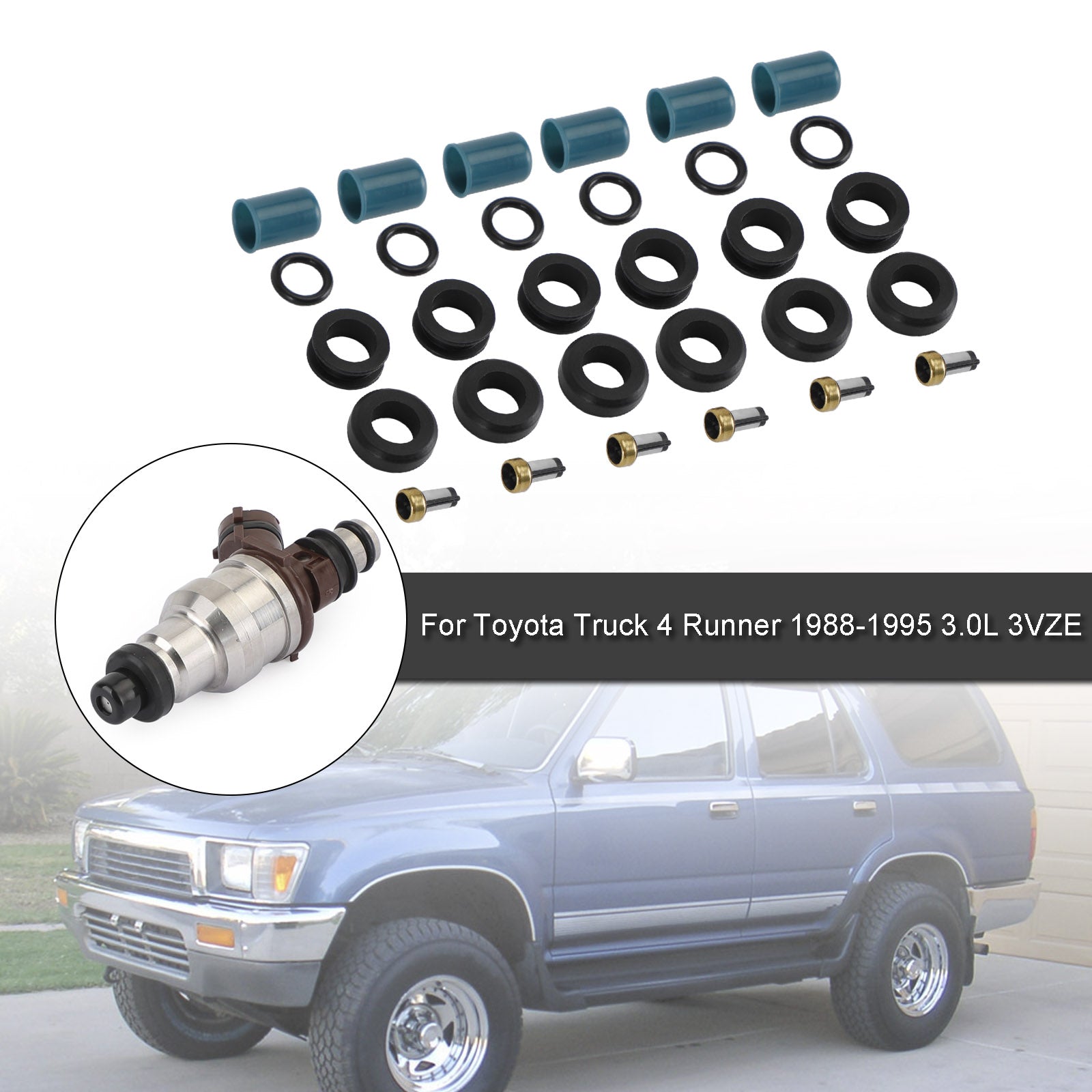 PALASER Toyota Truck 4 Runner 1988-1995 3.0L 3VZE 6PCS Fuel Injectors Repair Seal Rebuild Kit 23209-65020 23250-65020 195500-5400 - Image 2