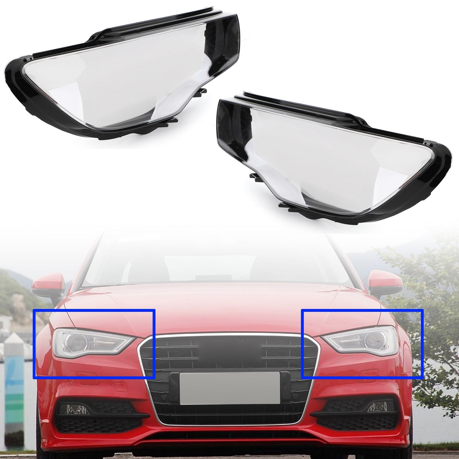 PALASER 2013-2016 Audi A3 8V0941004 8V0941003 Left&right Headlight Cover Headlamp Lens Clear - Image 2
