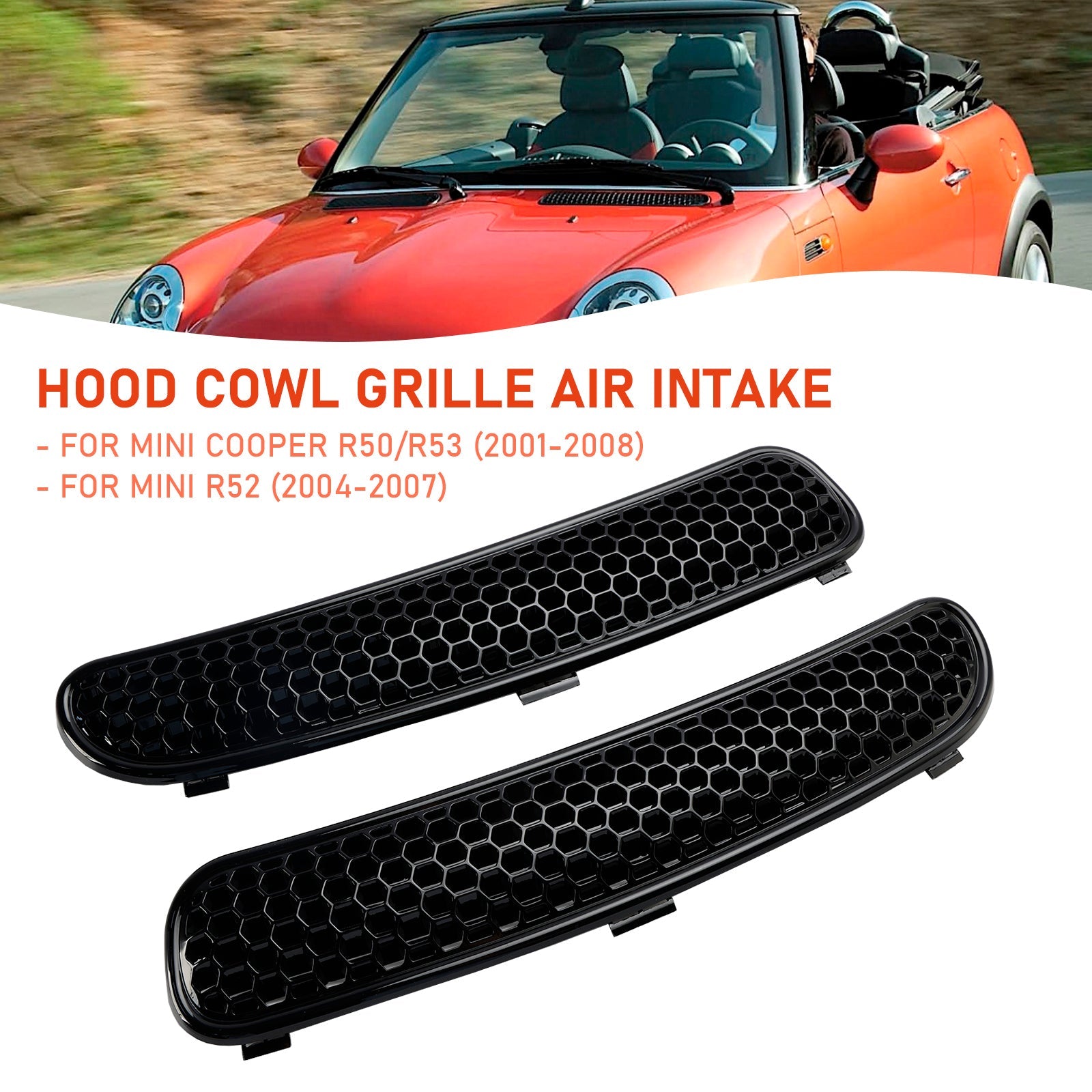 PALASER 2004-2007 Mini R52 Hood Cowl Grille Air Intake Duct 7122506 7122505 - Image 2