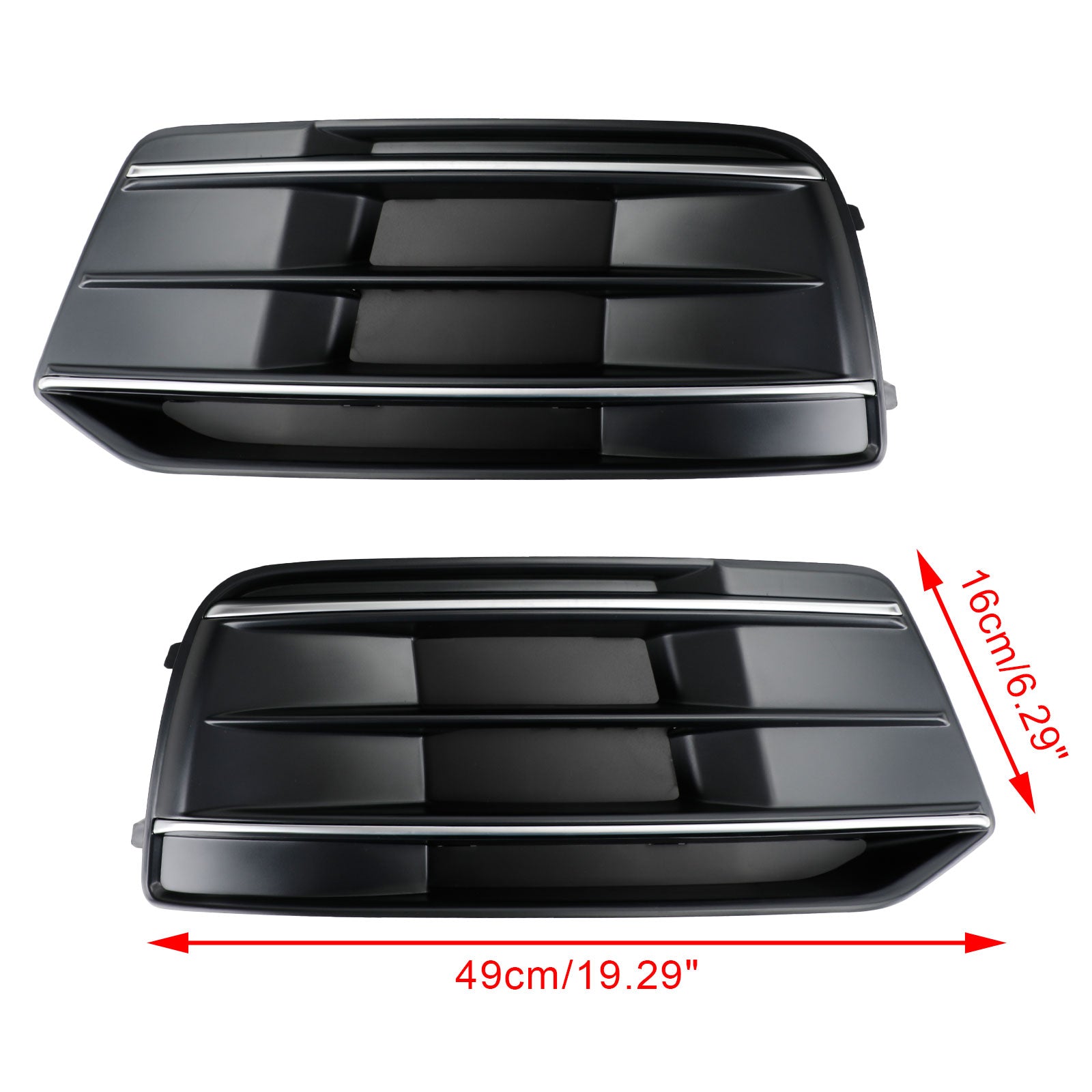 PALASER 2018-2022 Audi Q5 Standard Version 2PCS Black/chrome Front Bumper Cover Grille Bezel Insert - Image 2